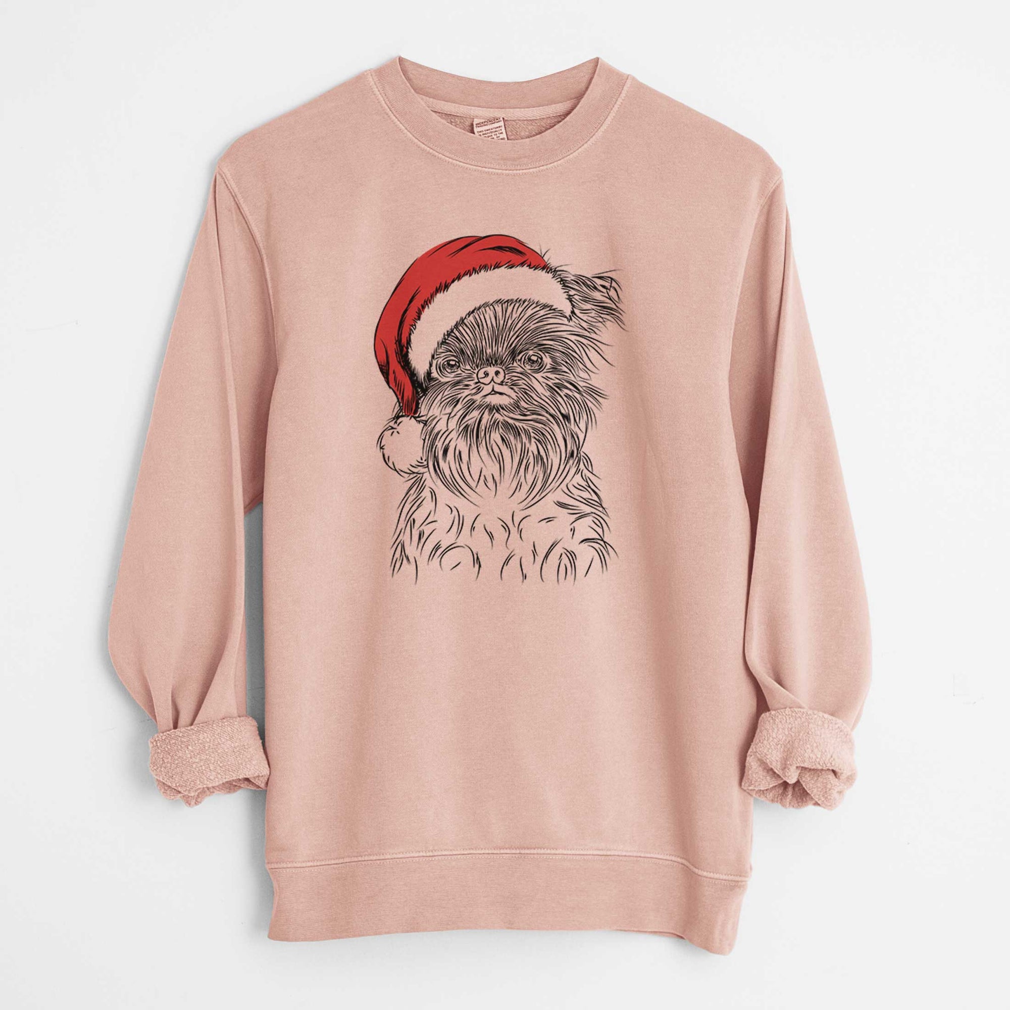 Santa Alo the Brussels Griffon - Unisex Pigment Dyed Crew Sweatshirt