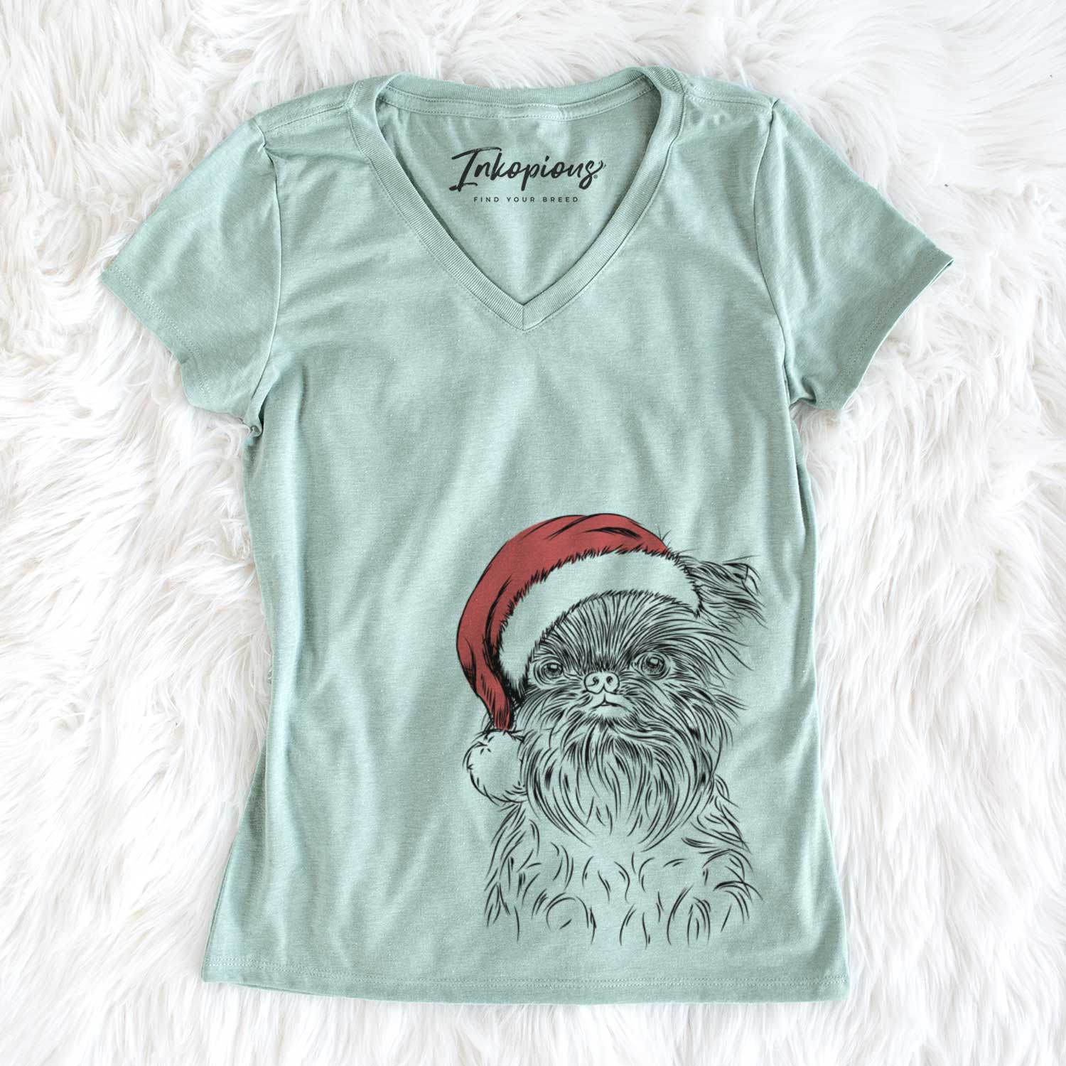 Santa Alo the Brussels Griffon - Women's V-neck Shirt