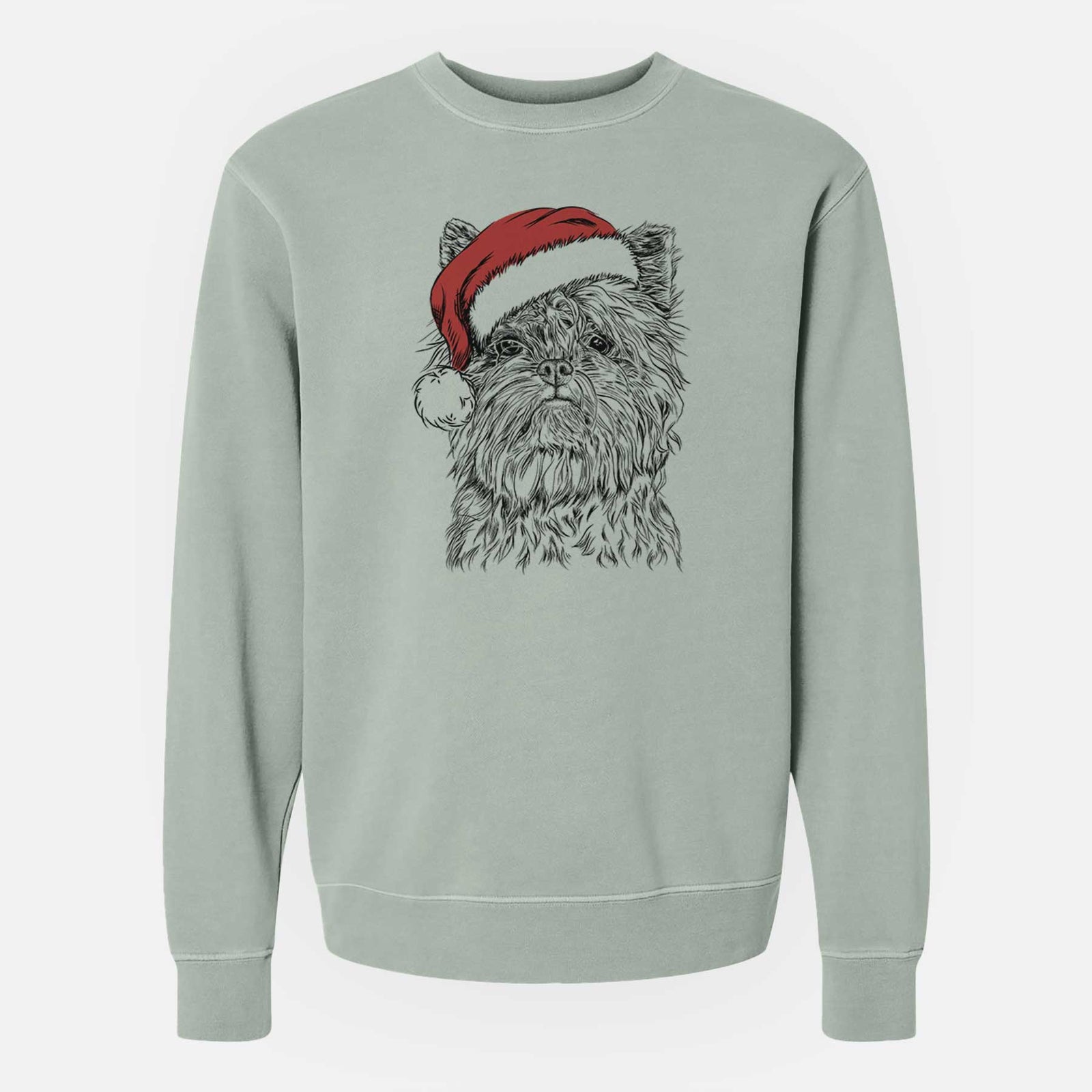 Santa Alvin the Affenpinscher - Unisex Pigment Dyed Crew Sweatshirt