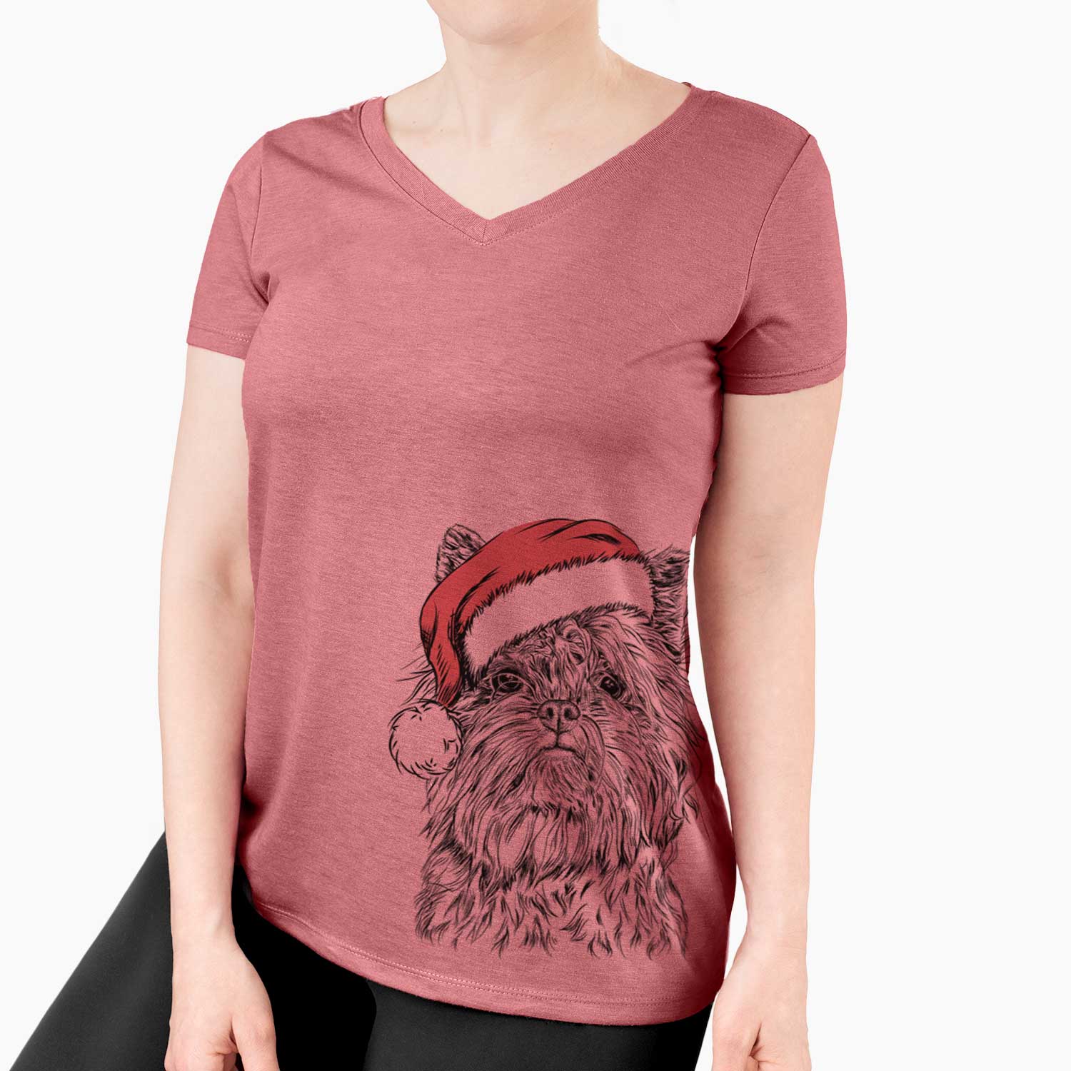 Santa Alvin the Affenpinscher - Women's V-neck Shirt