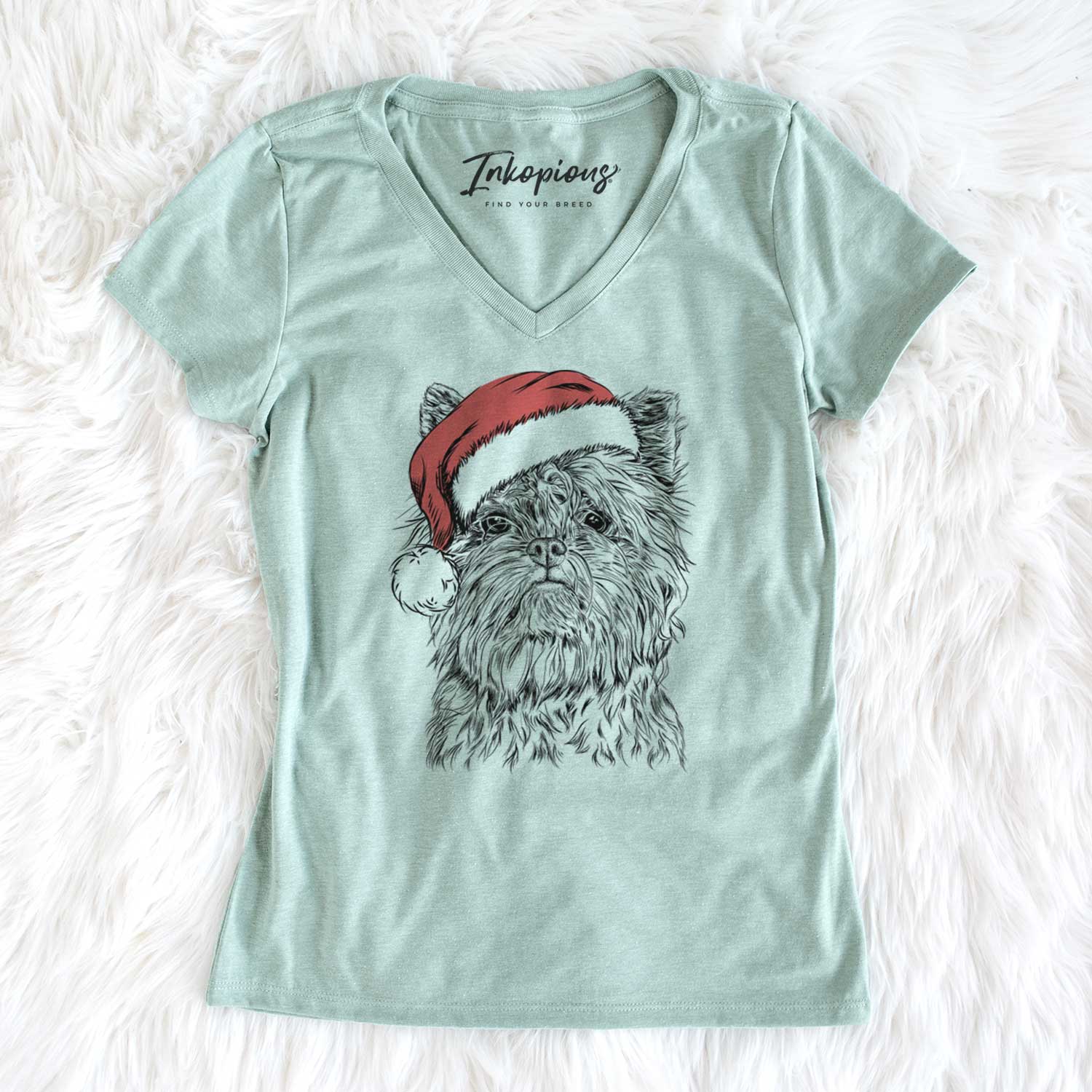 Santa Alvin the Affenpinscher - Women's V-neck Shirt