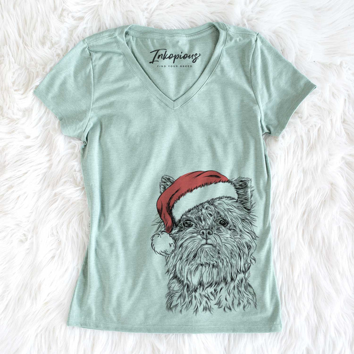 Santa Alvin the Affenpinscher - Women&#39;s V-neck Shirt