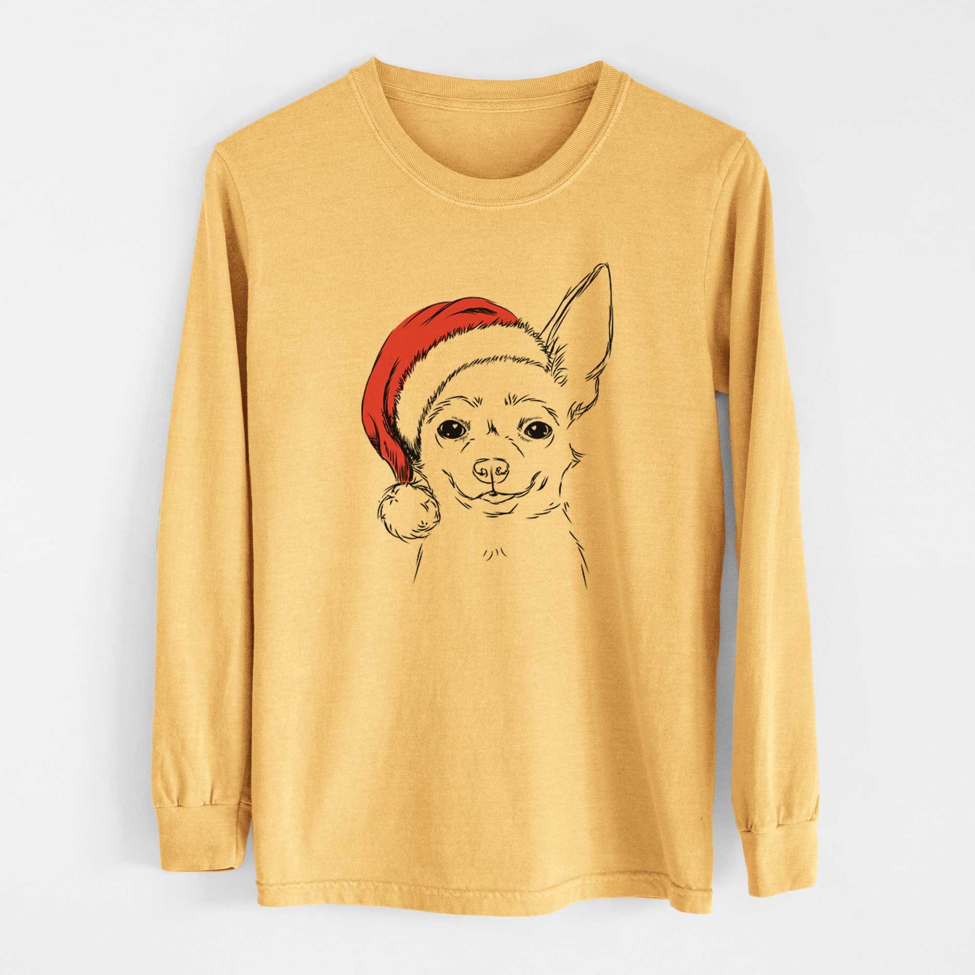 Santa Amos the Chihuahua - Heavyweight 100% Cotton Long Sleeve