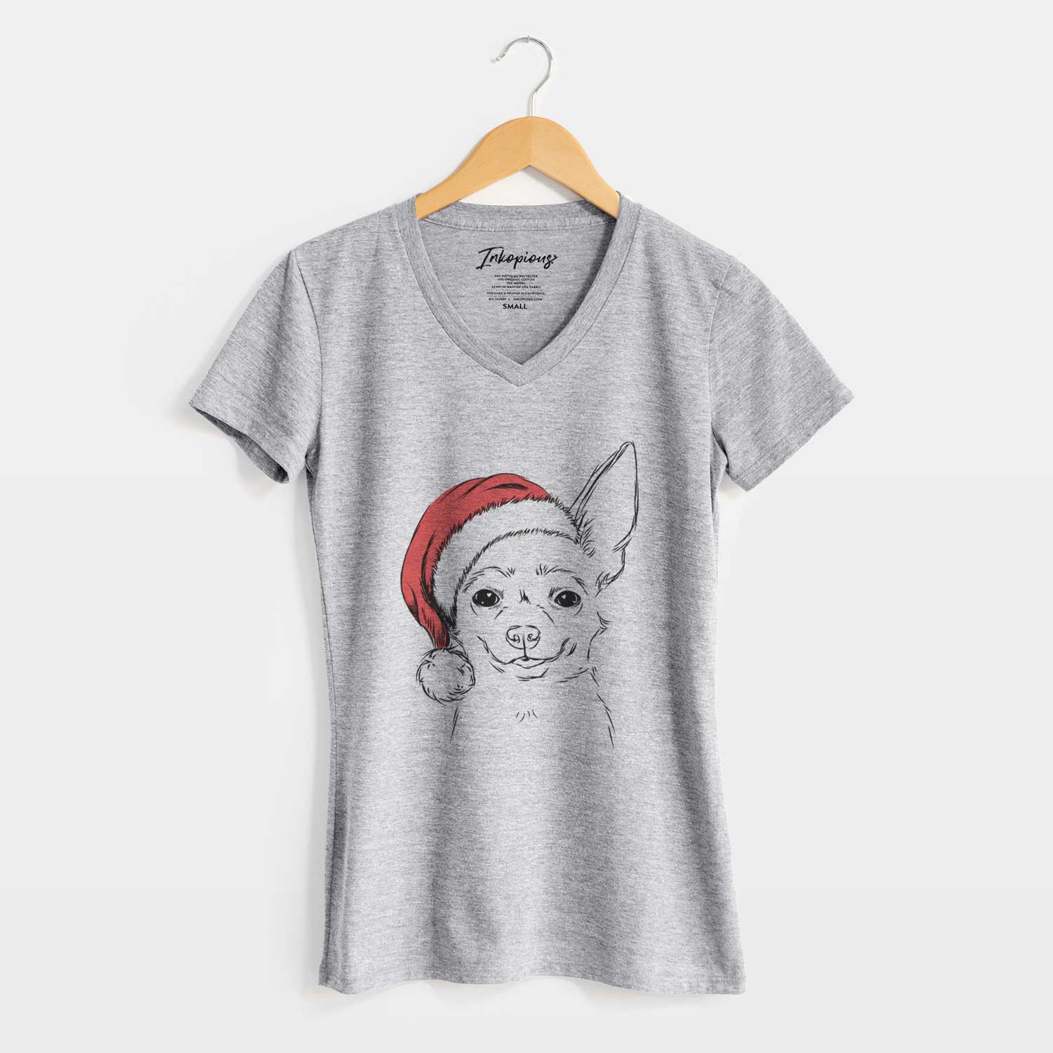 Santa Amos the Chihuahua - Women's V-neck Shirt