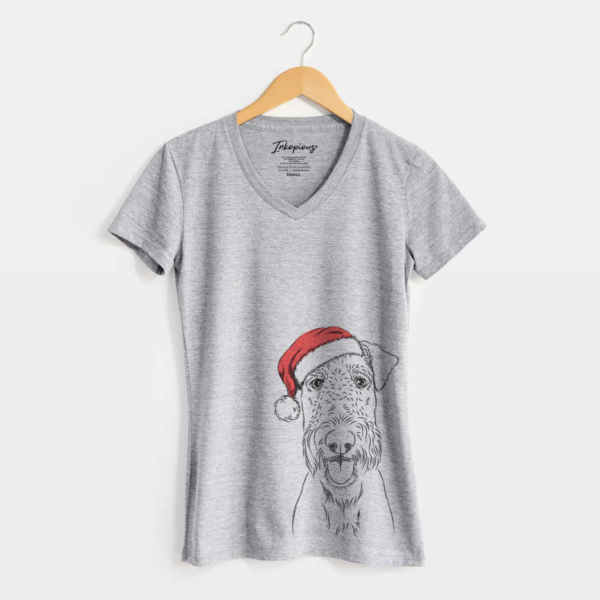 Santa Andy the Airedale Terrier - Women's V-neck Shirt