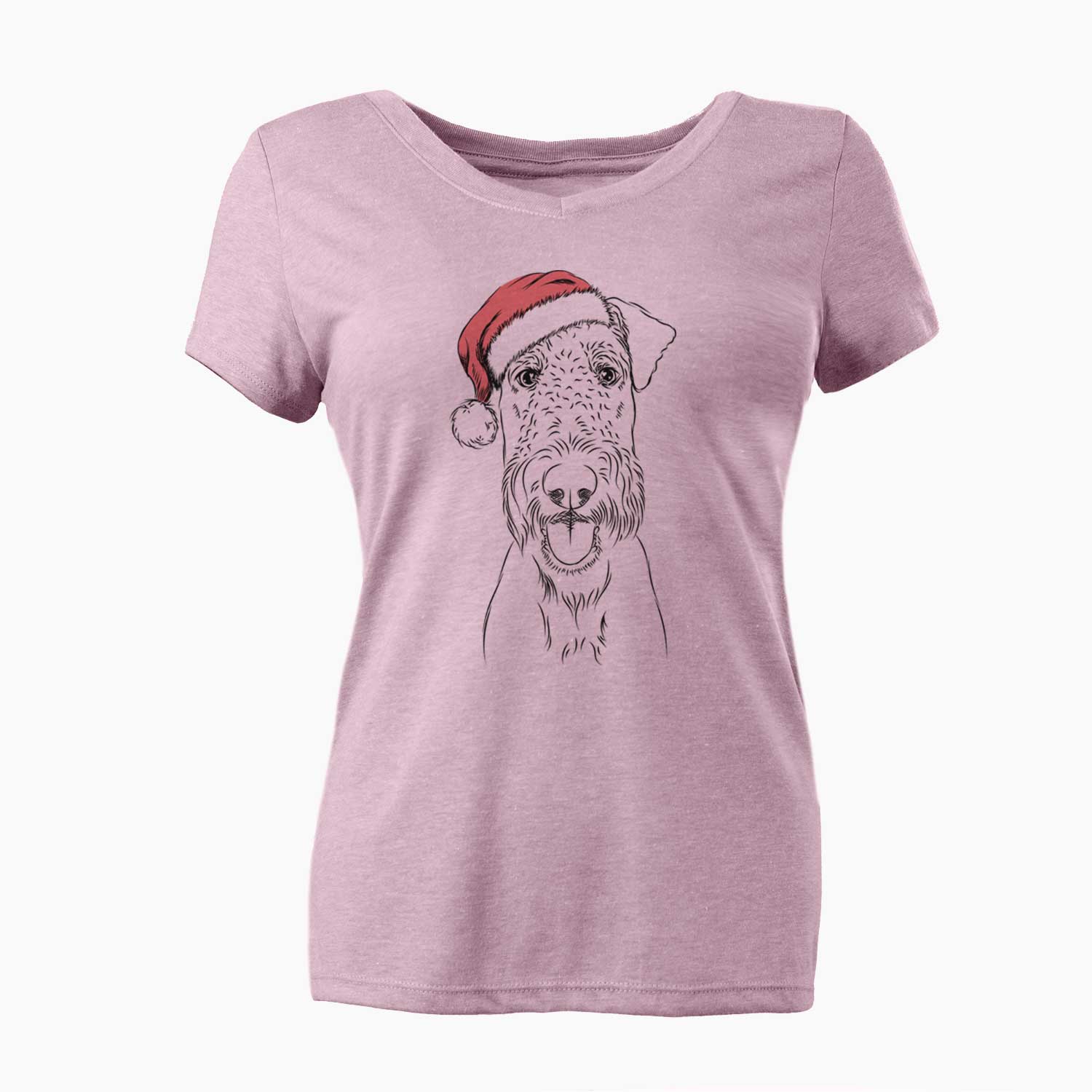 Santa Andy the Airedale Terrier - Women's V-neck Shirt