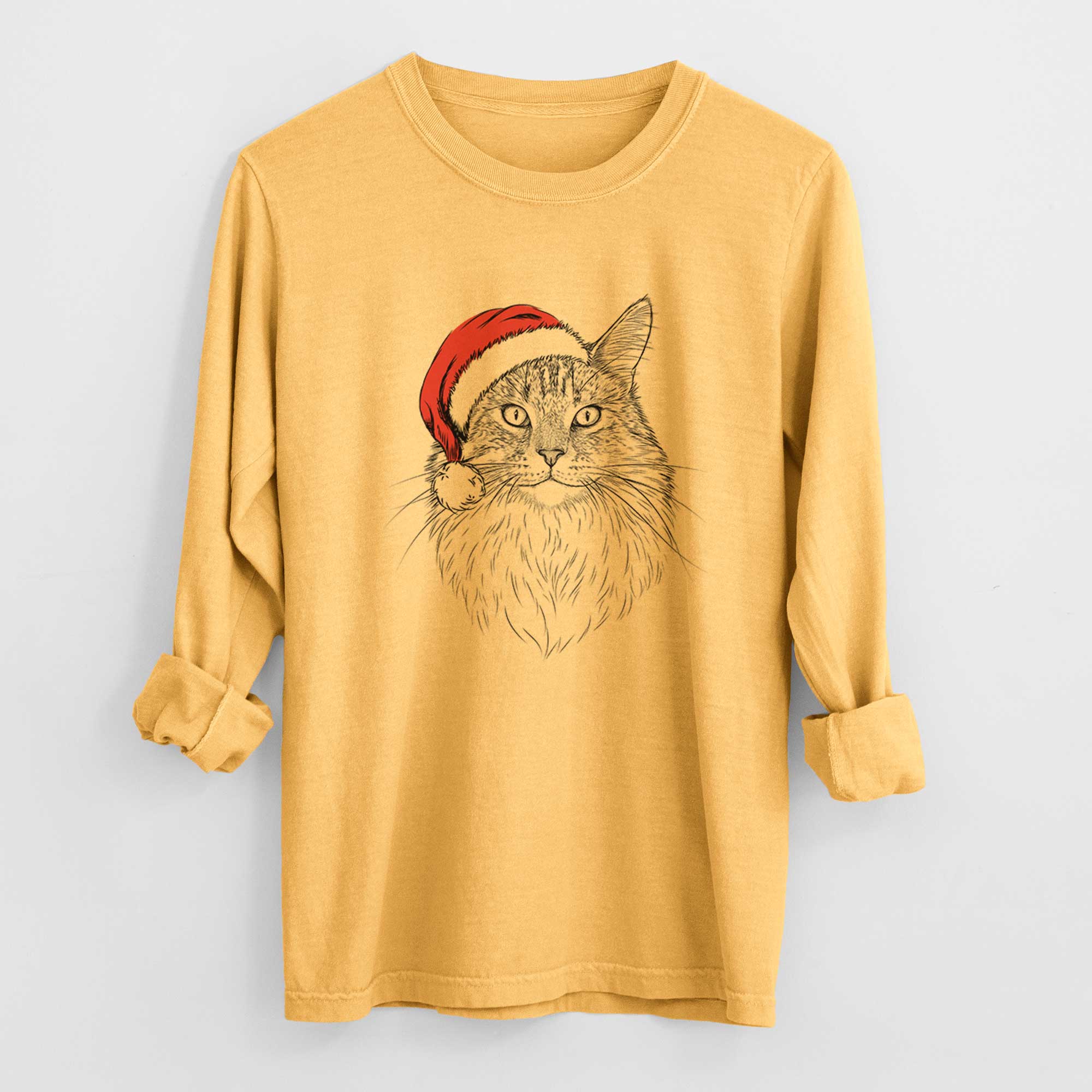 Santa Angel the Maine Coon Cat - Heavyweight 100% Cotton Long Sleeve