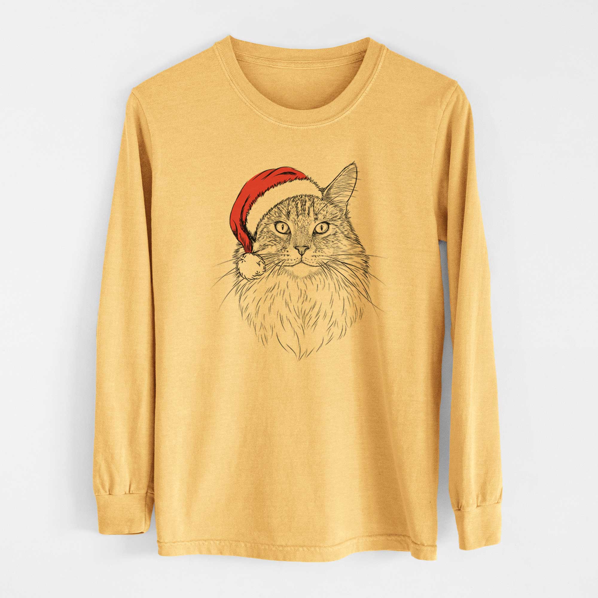 Santa Angel the Maine Coon Cat - Heavyweight 100% Cotton Long Sleeve