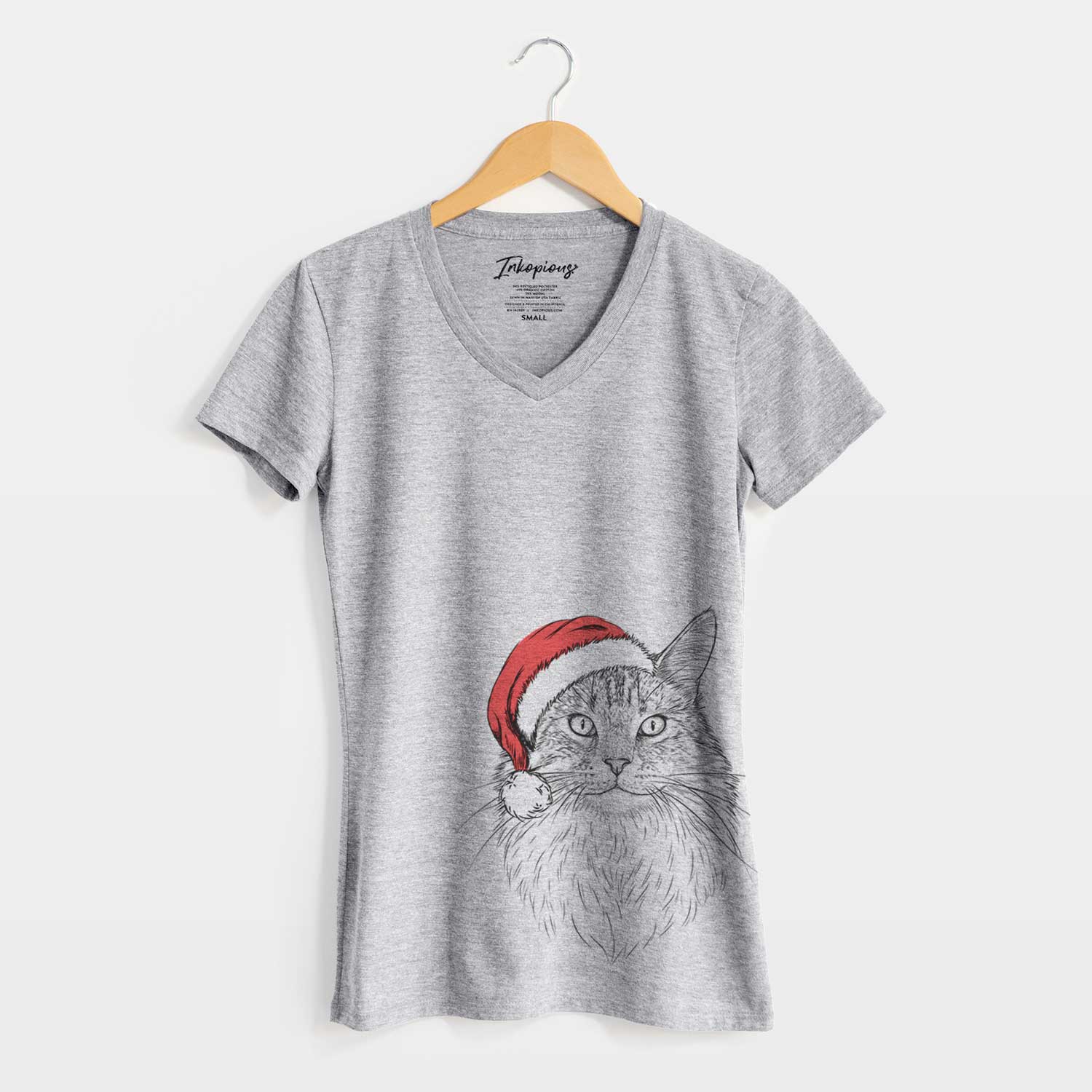 Santa Angel the Maine Coon Cat - Women's V-neck Shirt