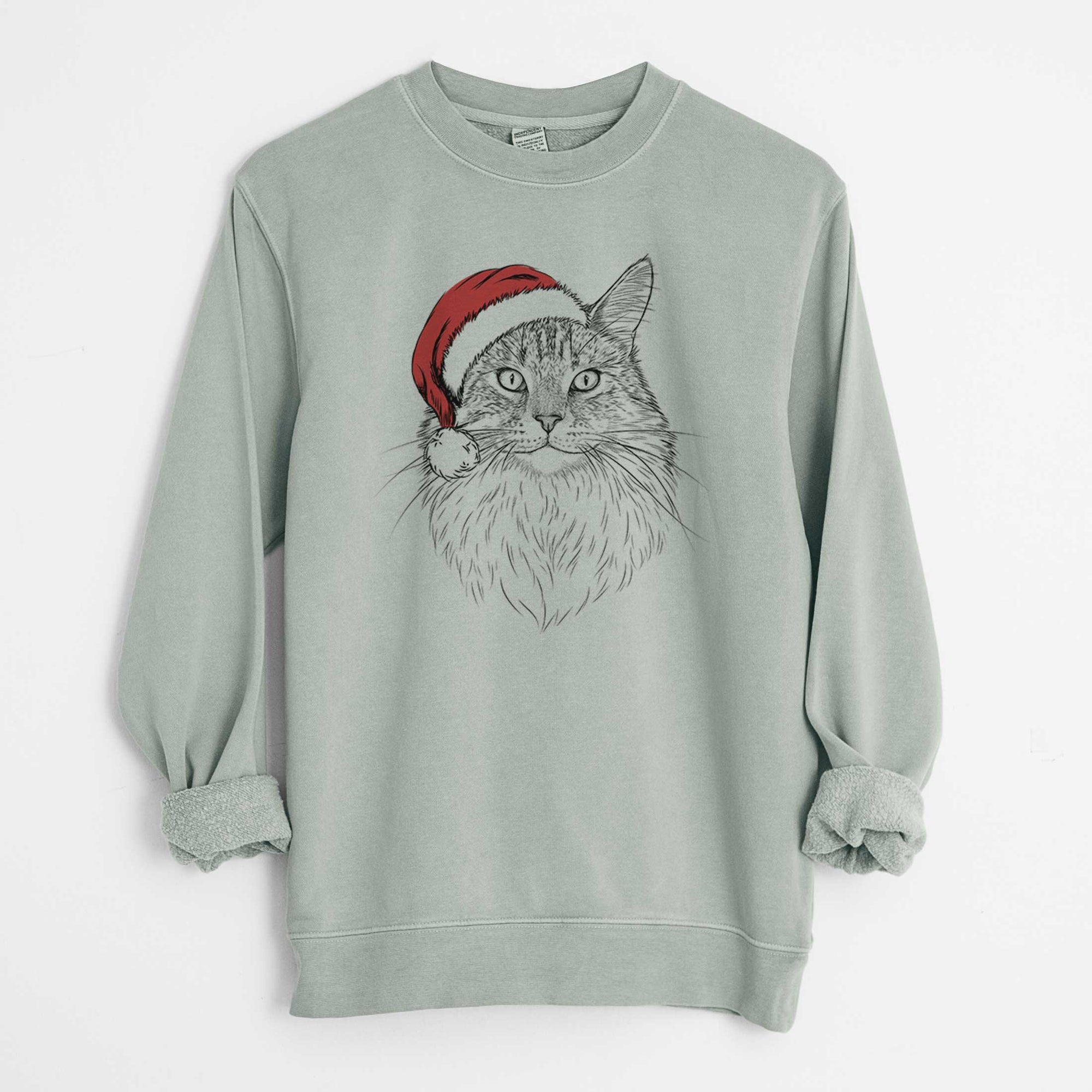 Santa Angel the Maine Coon Cat - Unisex Pigment Dyed Crew Sweatshirt