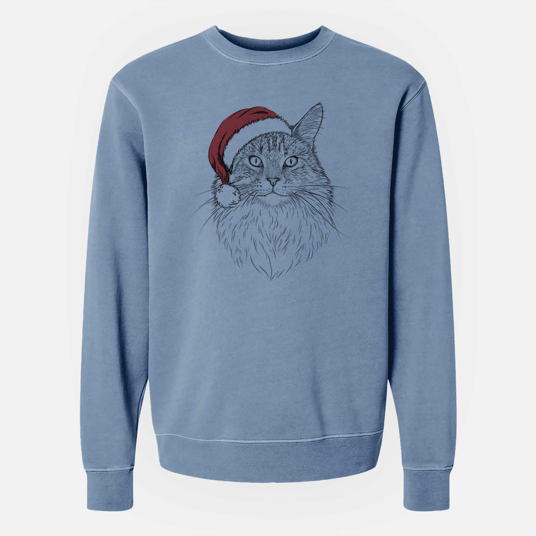 Santa Angel the Maine Coon Cat - Unisex Pigment Dyed Crew Sweatshirt