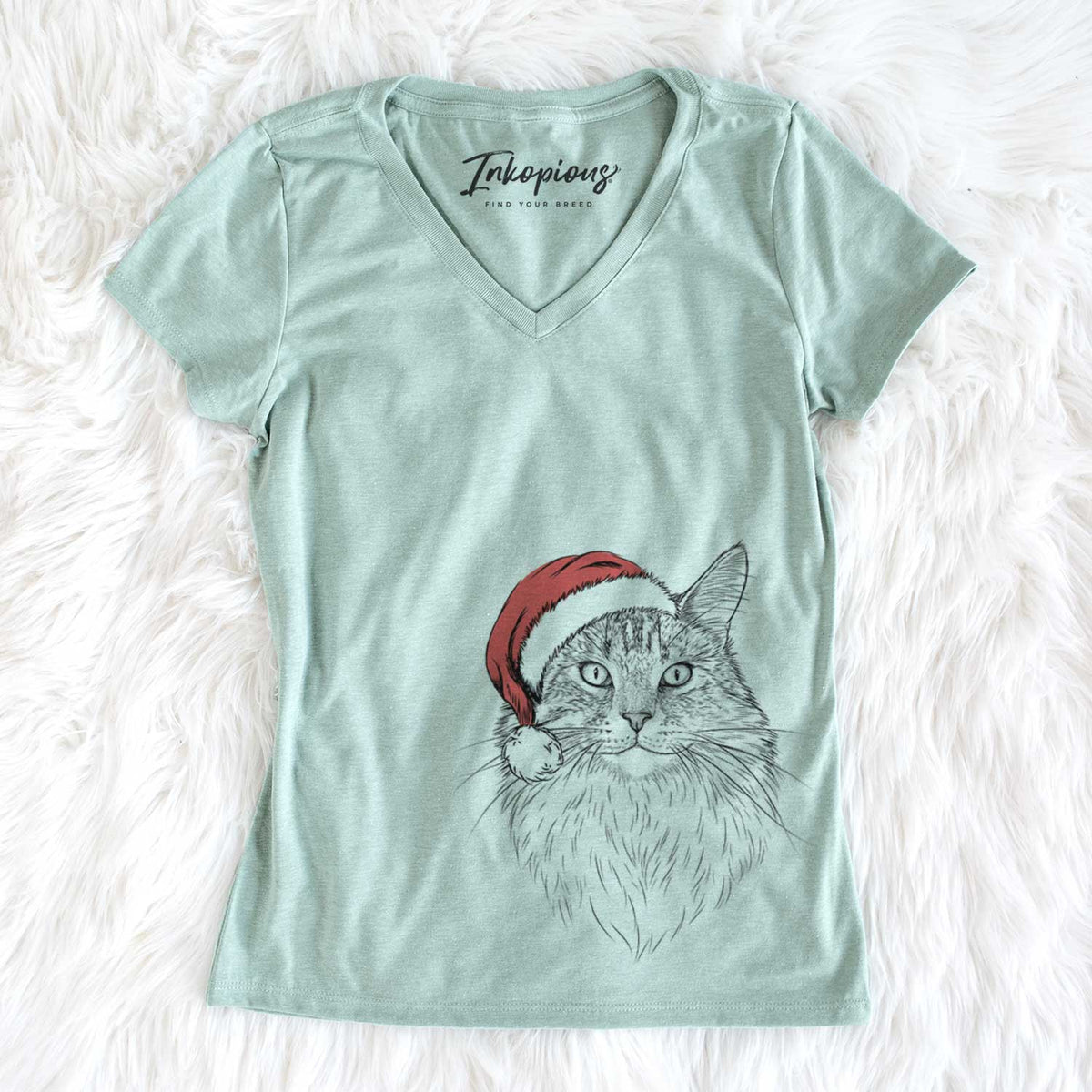 Santa Angel the Maine Coon Cat - Women&#39;s V-neck Shirt