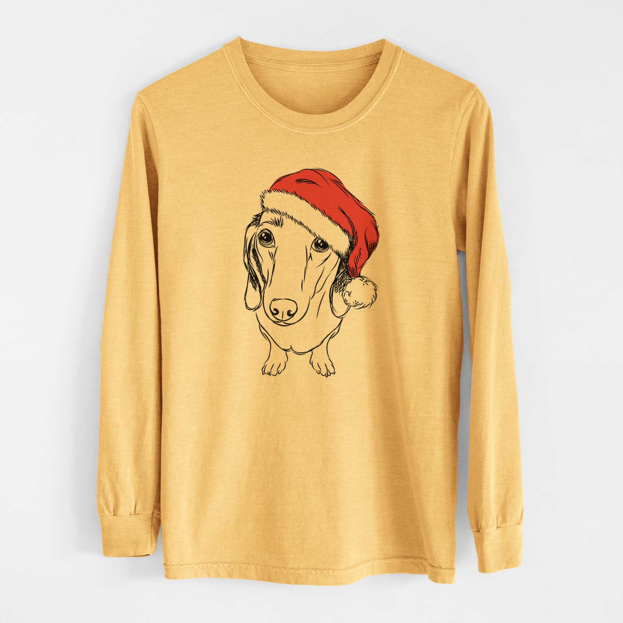 Santa Annabelle the Dachshund - Heavyweight 100% Cotton Long Sleeve