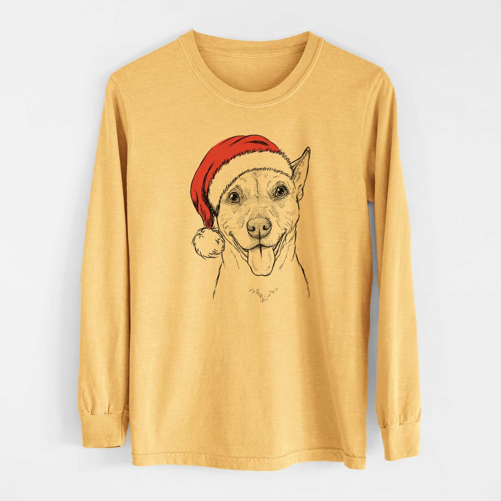 Santa Annie Belle the Pitbull Mix - Heavyweight 100% Cotton Long Sleeve