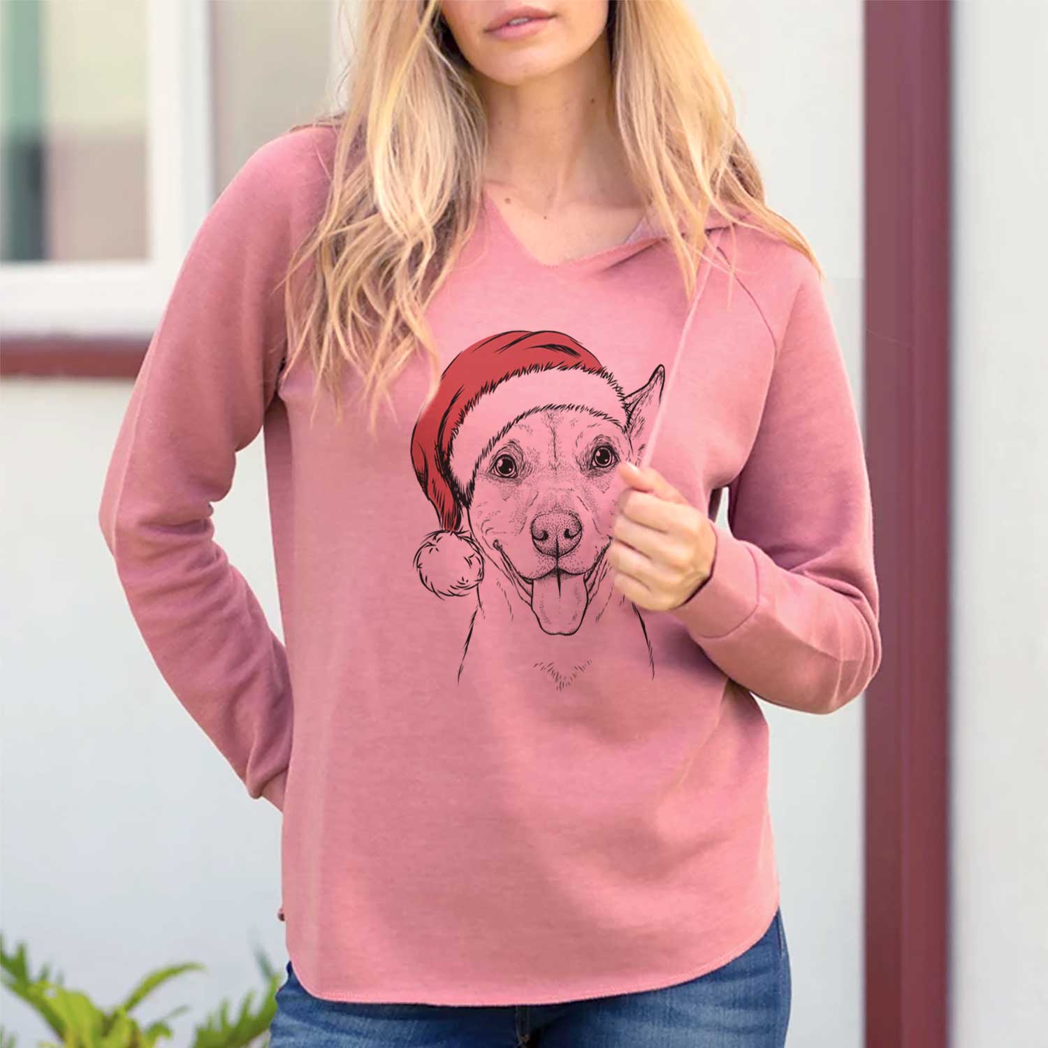 Santa Annie Belle the Pitbull Mix - Cali Wave Hooded Sweatshirt