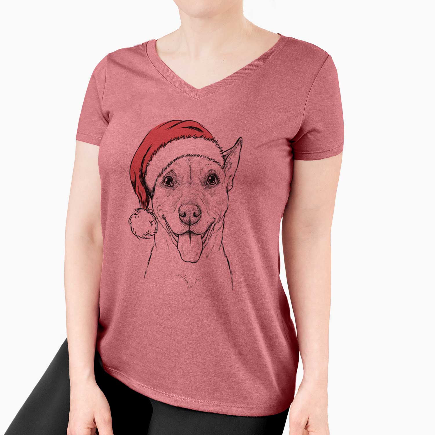 Santa Annie Belle the Pitbull Mix - Women's V-neck Shirt