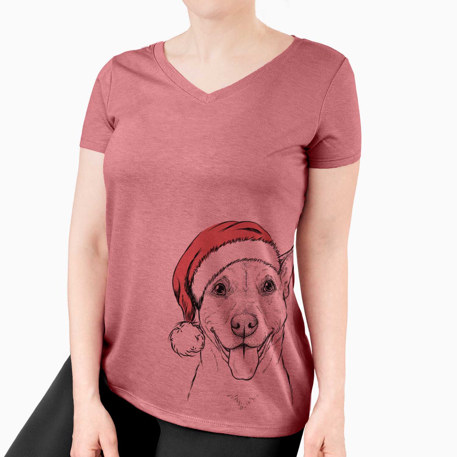 Santa Annie Belle the Pitbull Mix - Women's V-neck Shirt