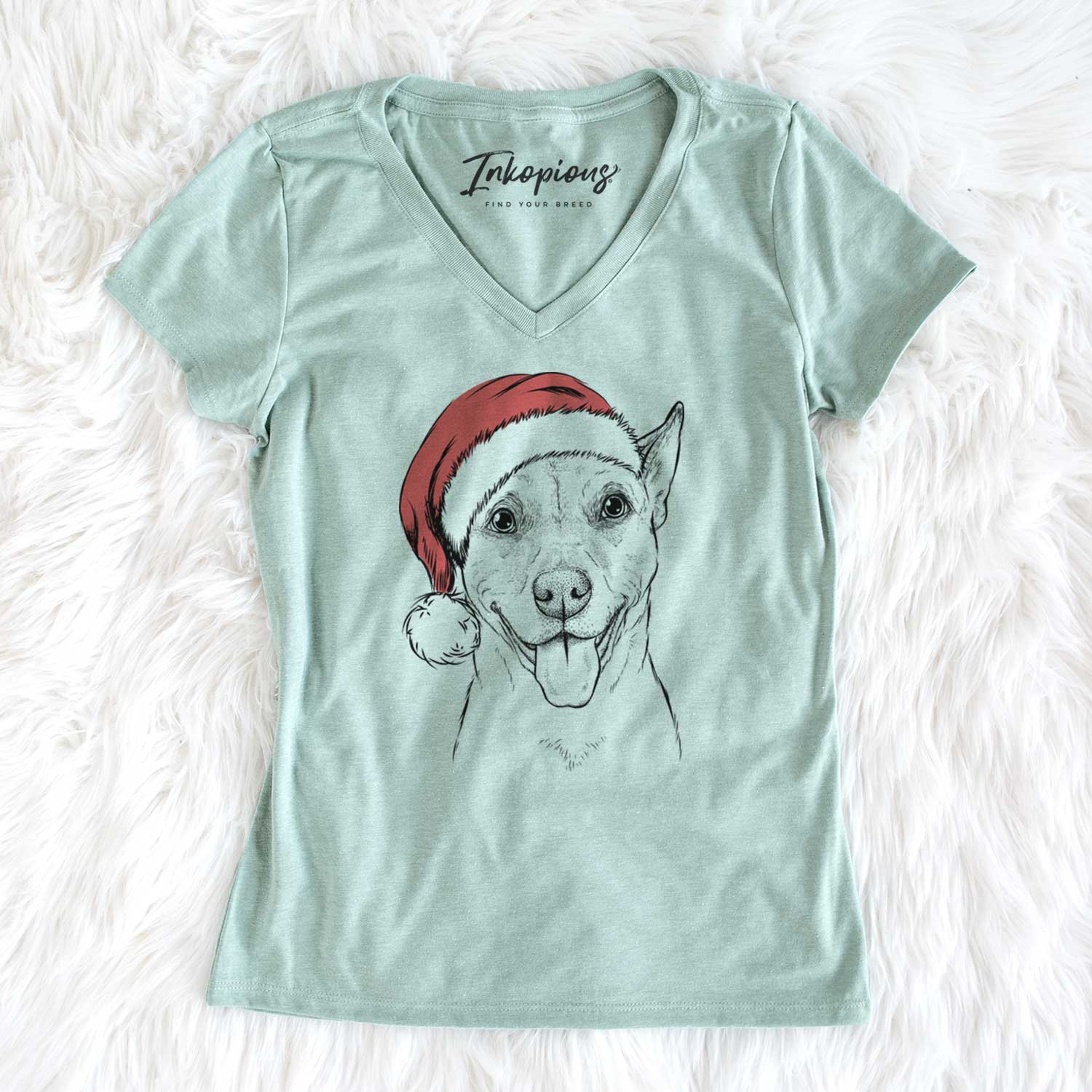 Santa Annie Belle the Pitbull Mix - Women's V-neck Shirt