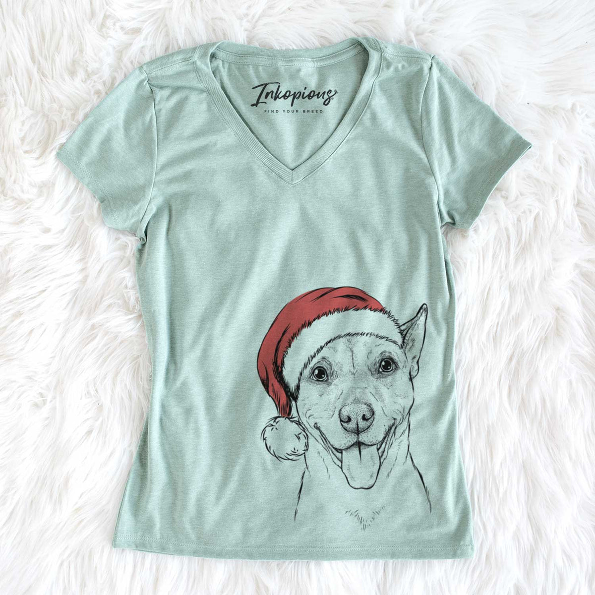 Santa Annie Belle the Pitbull Mix - Women&#39;s V-neck Shirt