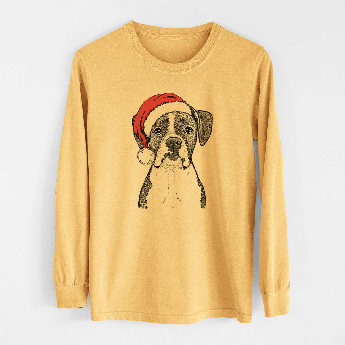 Santa Annie the Boxer - Heavyweight 100% Cotton Long Sleeve