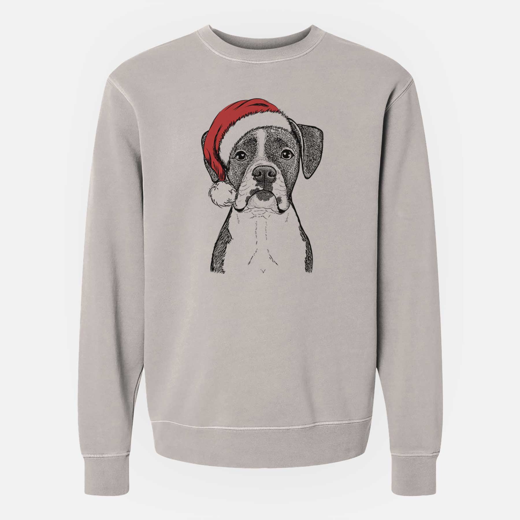 Santa Annie the Boxer - Unisex Pigment Dyed Crew Sweatshirt