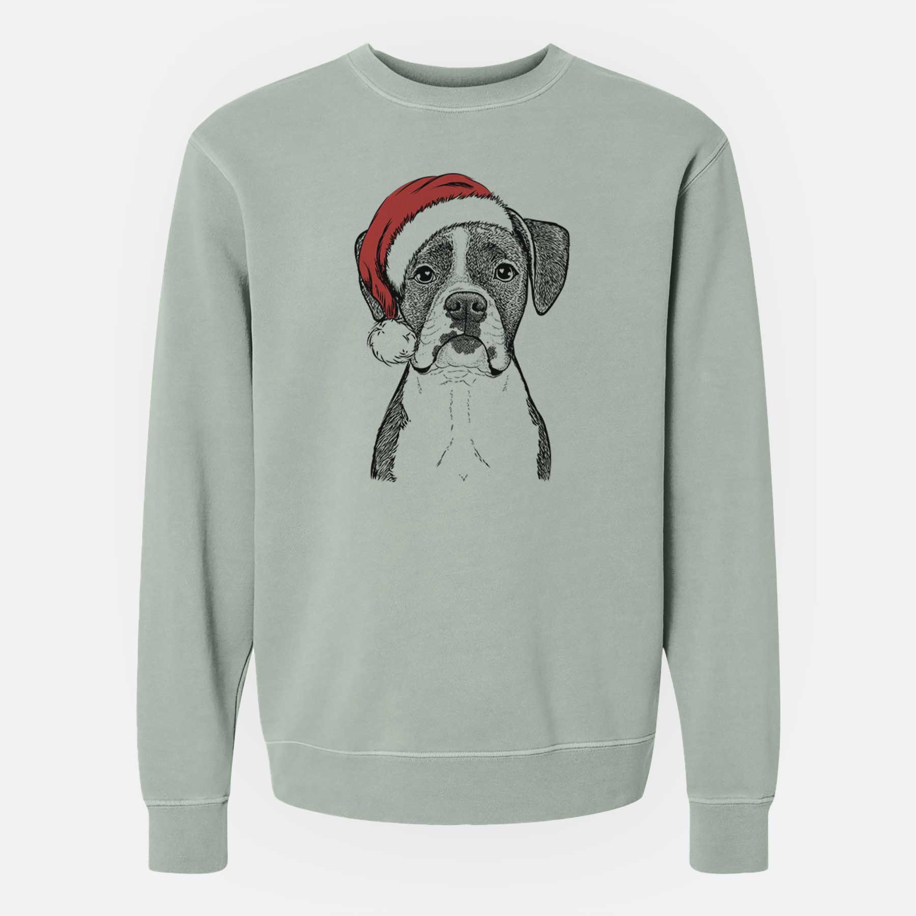 Santa Annie the Boxer - Unisex Pigment Dyed Crew Sweatshirt