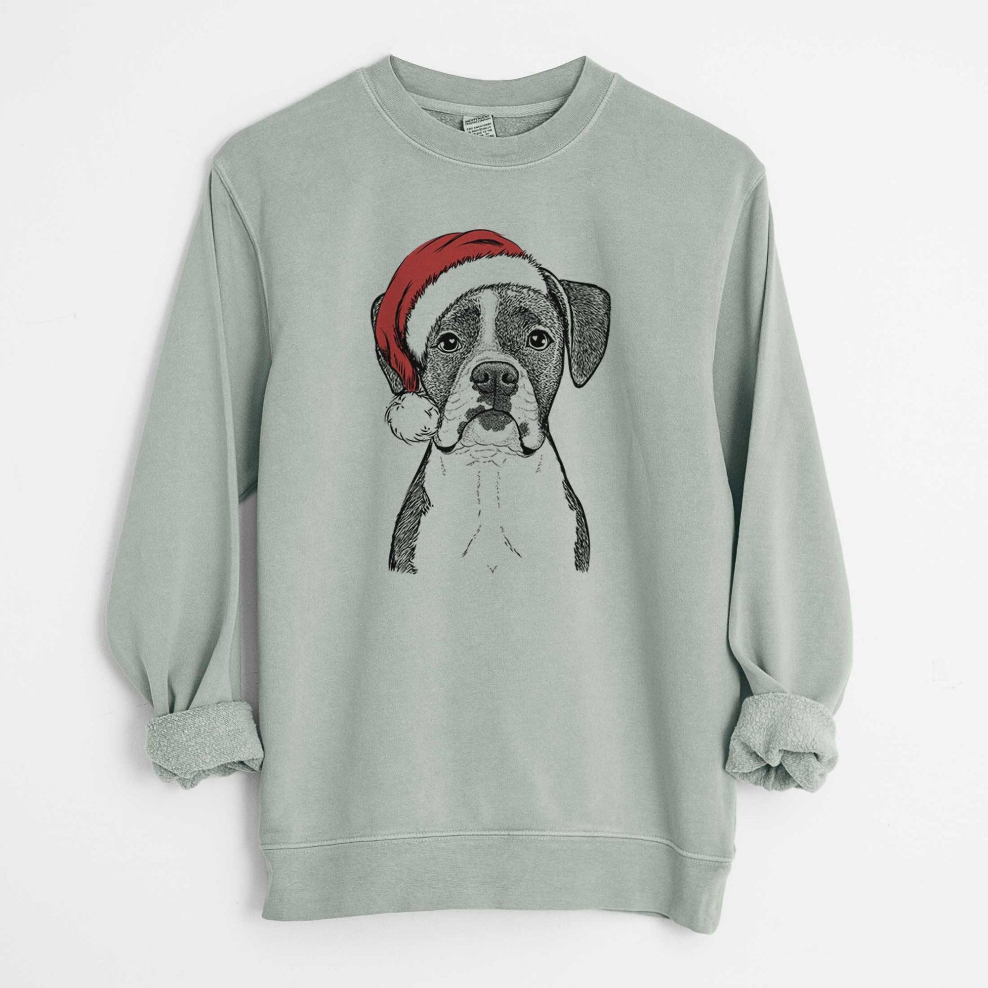 Santa Annie the Boxer - Unisex Pigment Dyed Crew Sweatshirt