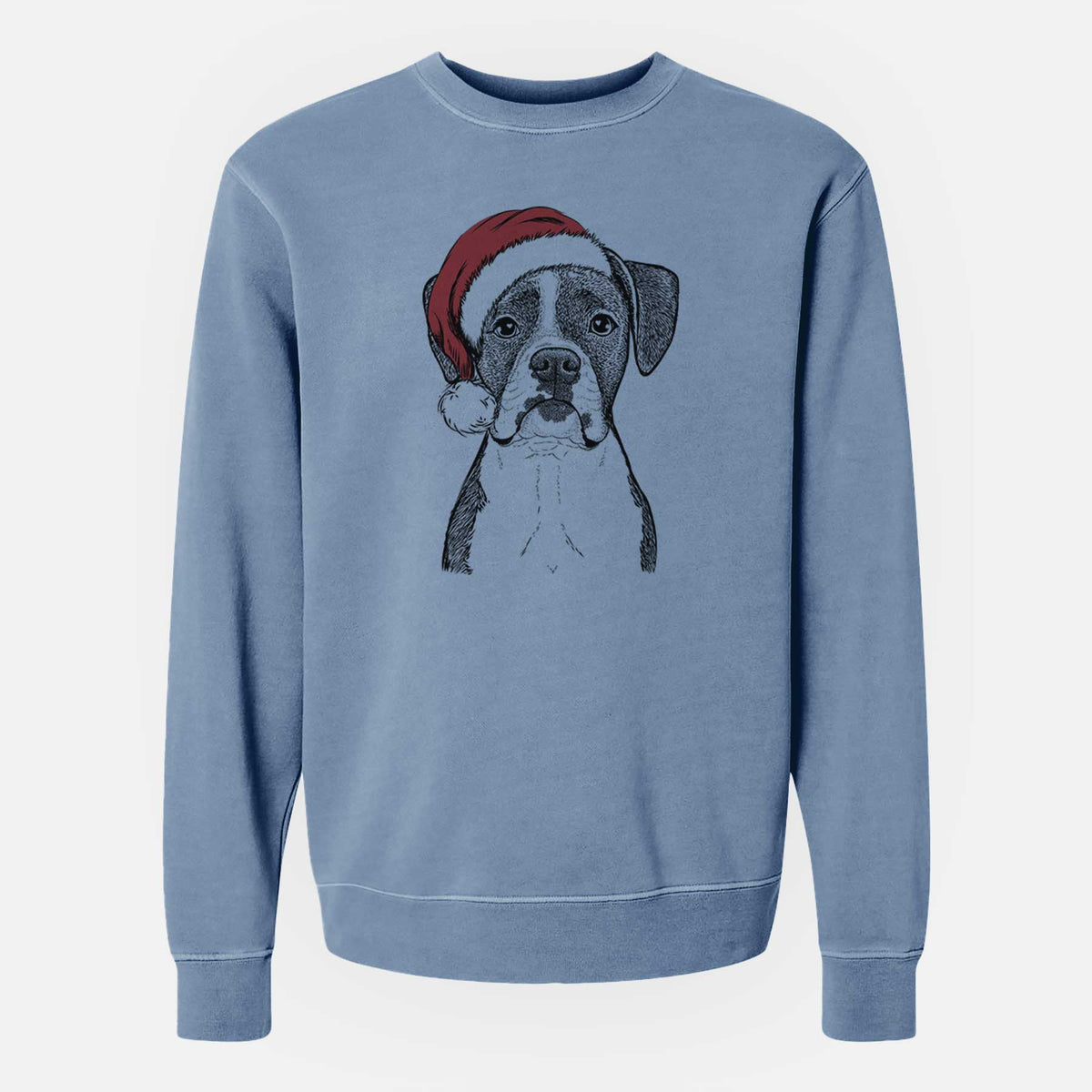 Santa Annie the Boxer - Unisex Pigment Dyed Crew Sweatshirt