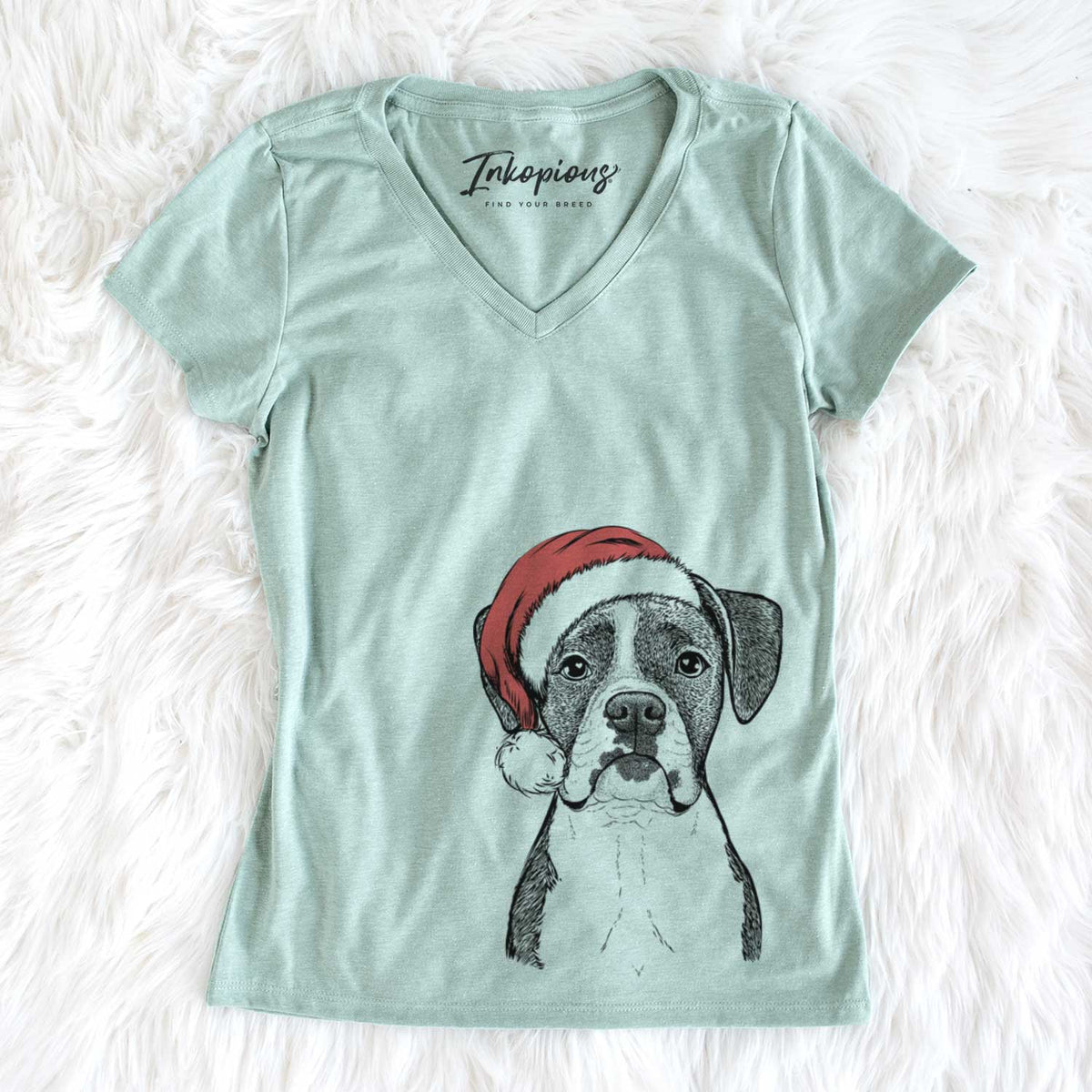 Santa Annie the Boxer - Women&#39;s V-neck Shirt