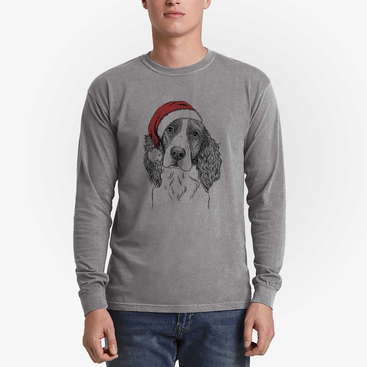Santa Annie the English Springer Spaniel - Heavyweight 100% Cotton Long Sleeve