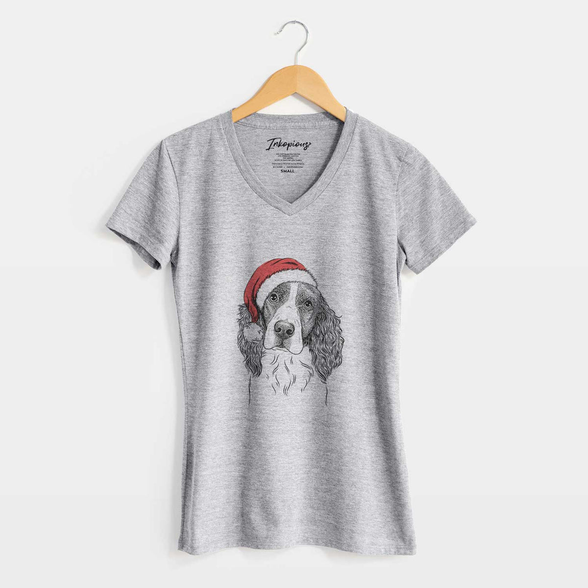 Santa Annie the English Springer Spaniel - Women's V-neck Shirt