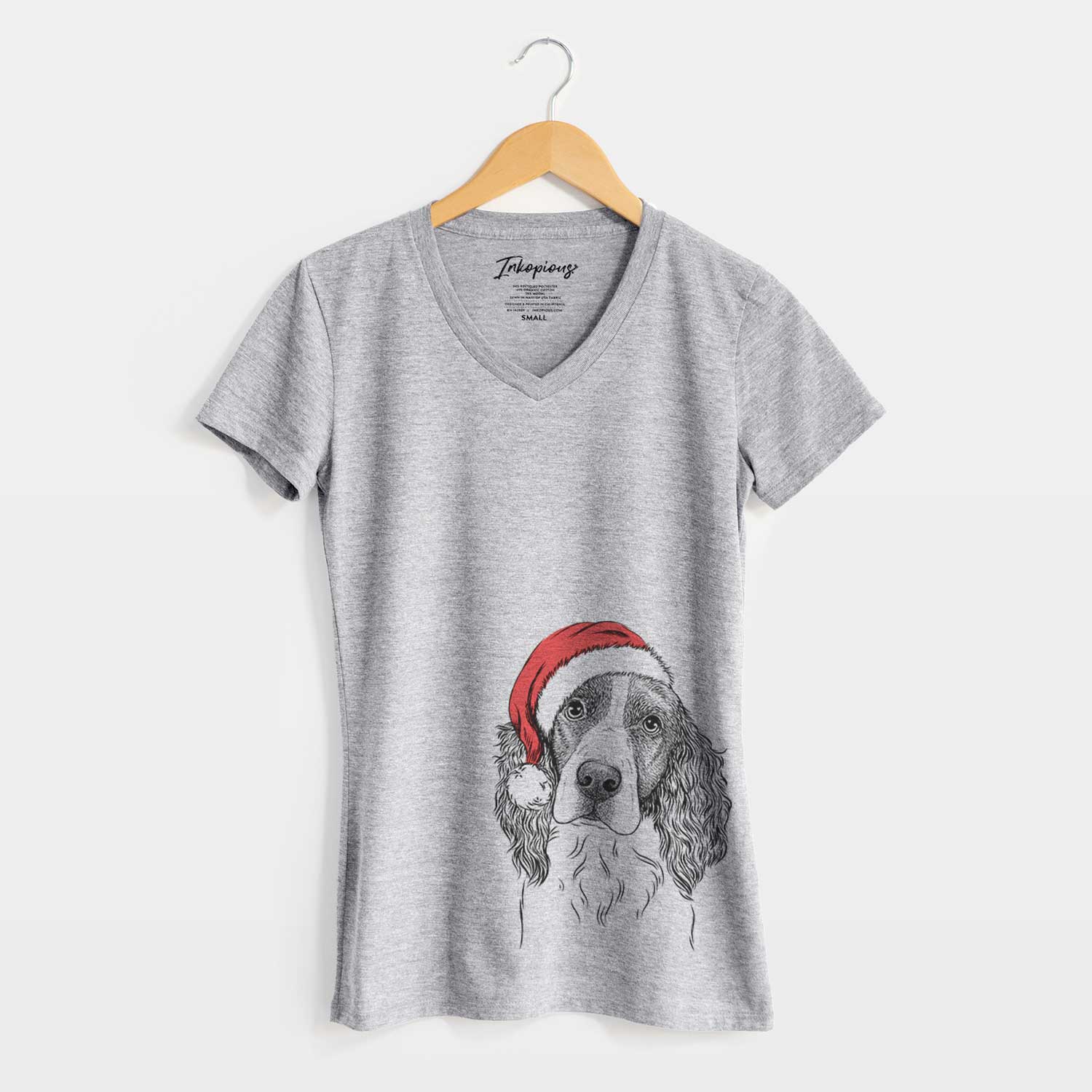 Santa Annie the English Springer Spaniel - Women's V-neck Shirt