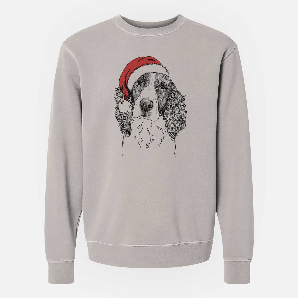 Santa Annie the English Springer Spaniel - Unisex Pigment Dyed Crew Sweatshirt