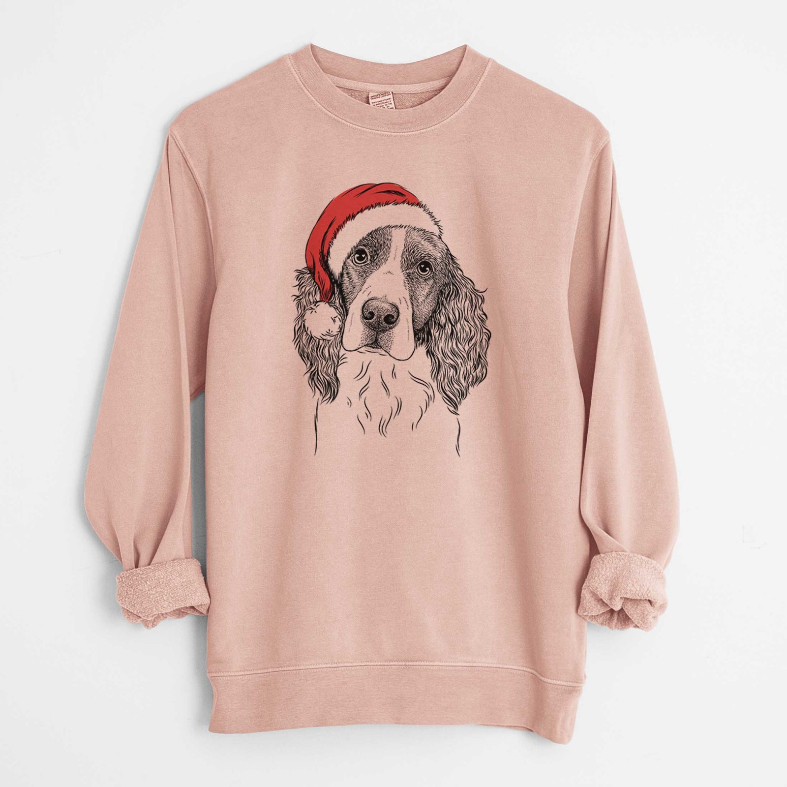 Santa Annie the English Springer Spaniel - Unisex Pigment Dyed Crew Sweatshirt