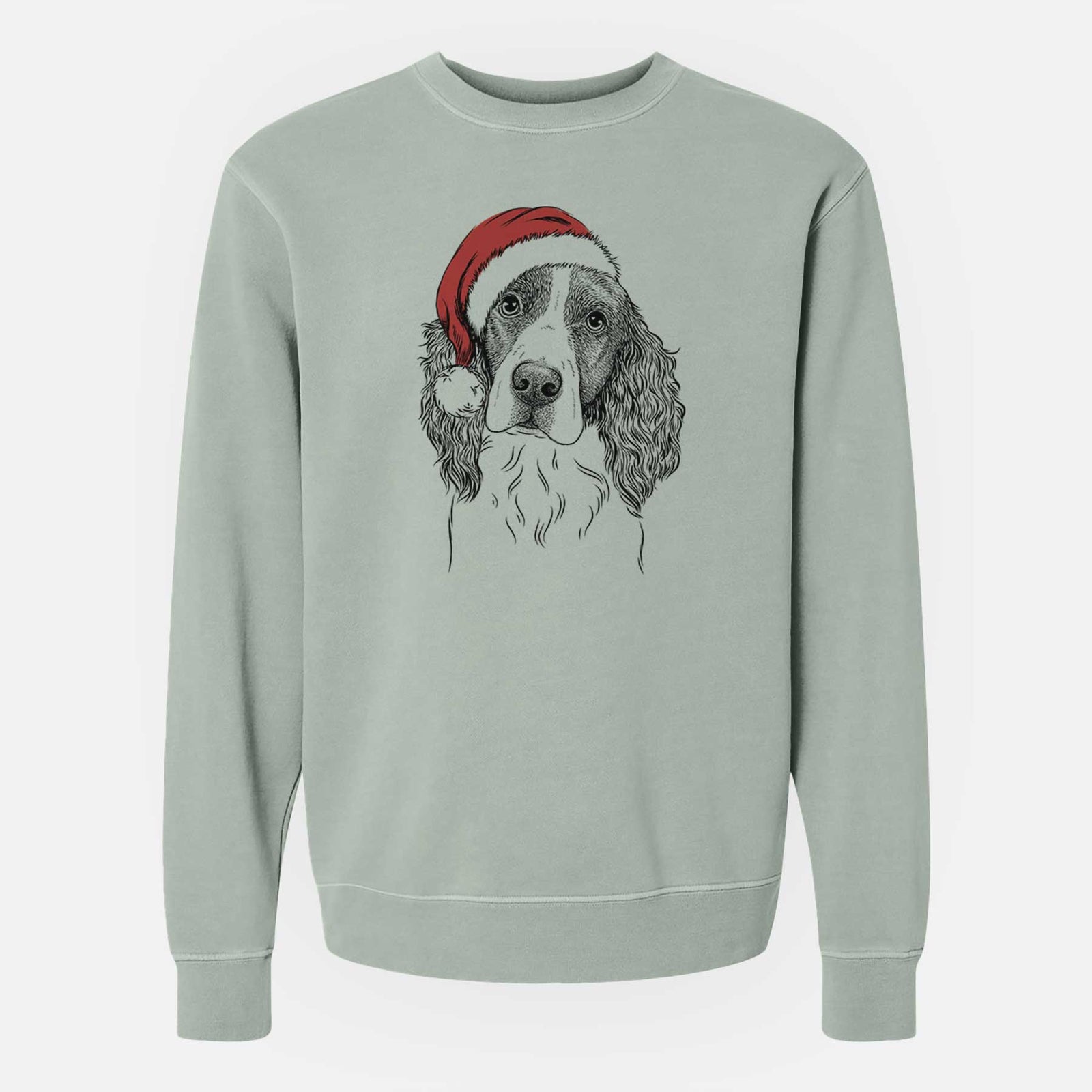 Santa Annie the English Springer Spaniel - Unisex Pigment Dyed Crew Sweatshirt