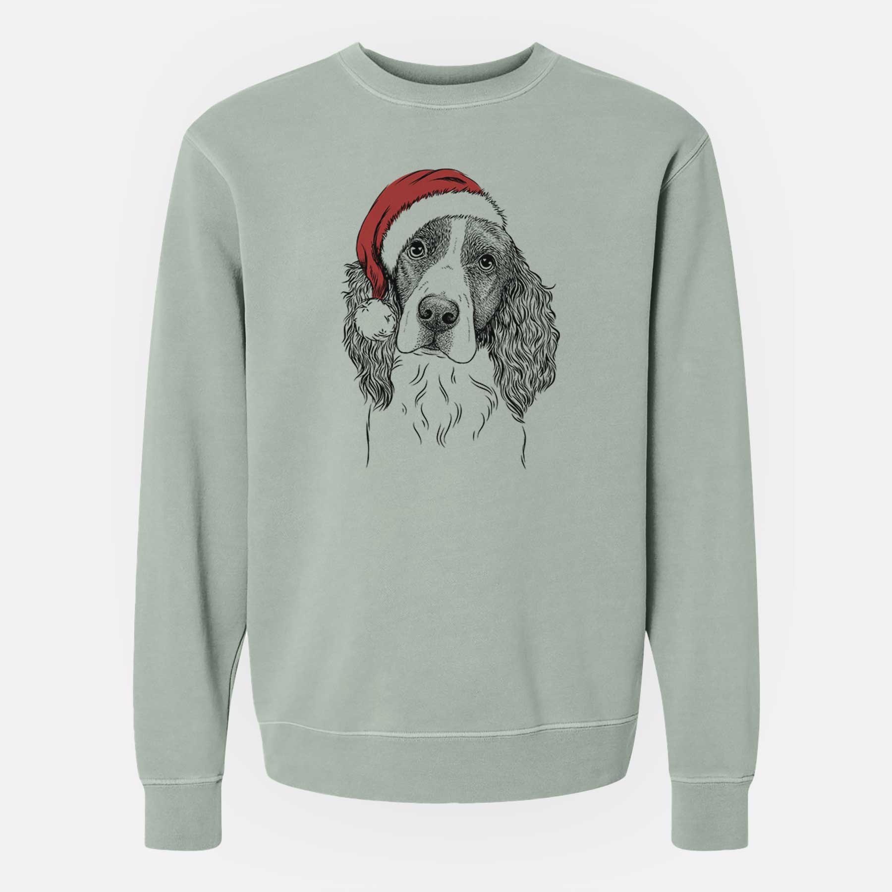 Santa Annie the English Springer Spaniel - Unisex Pigment Dyed Crew Sweatshirt