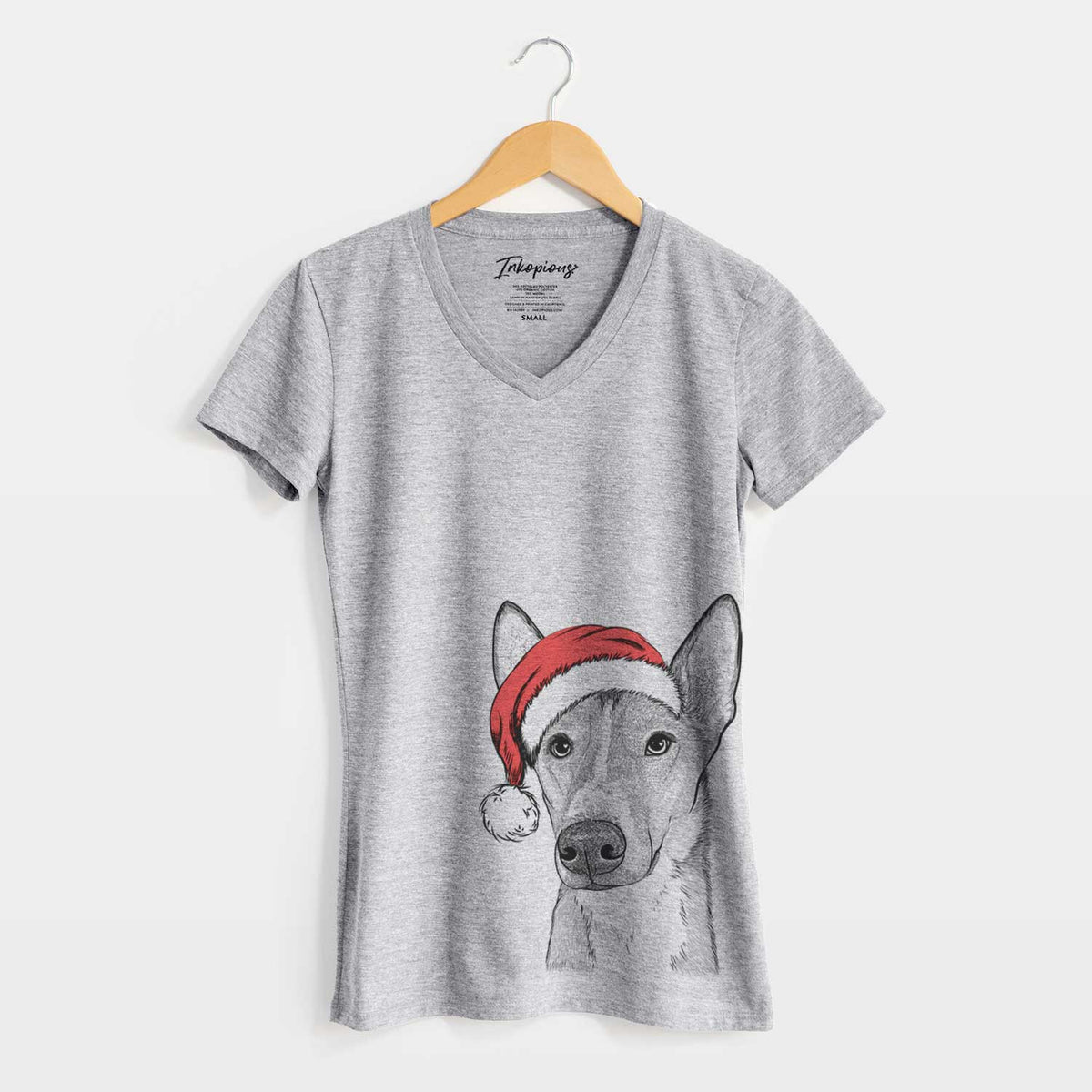 Santa Anubis the Alaskan Husky - Women's V-neck Shirt