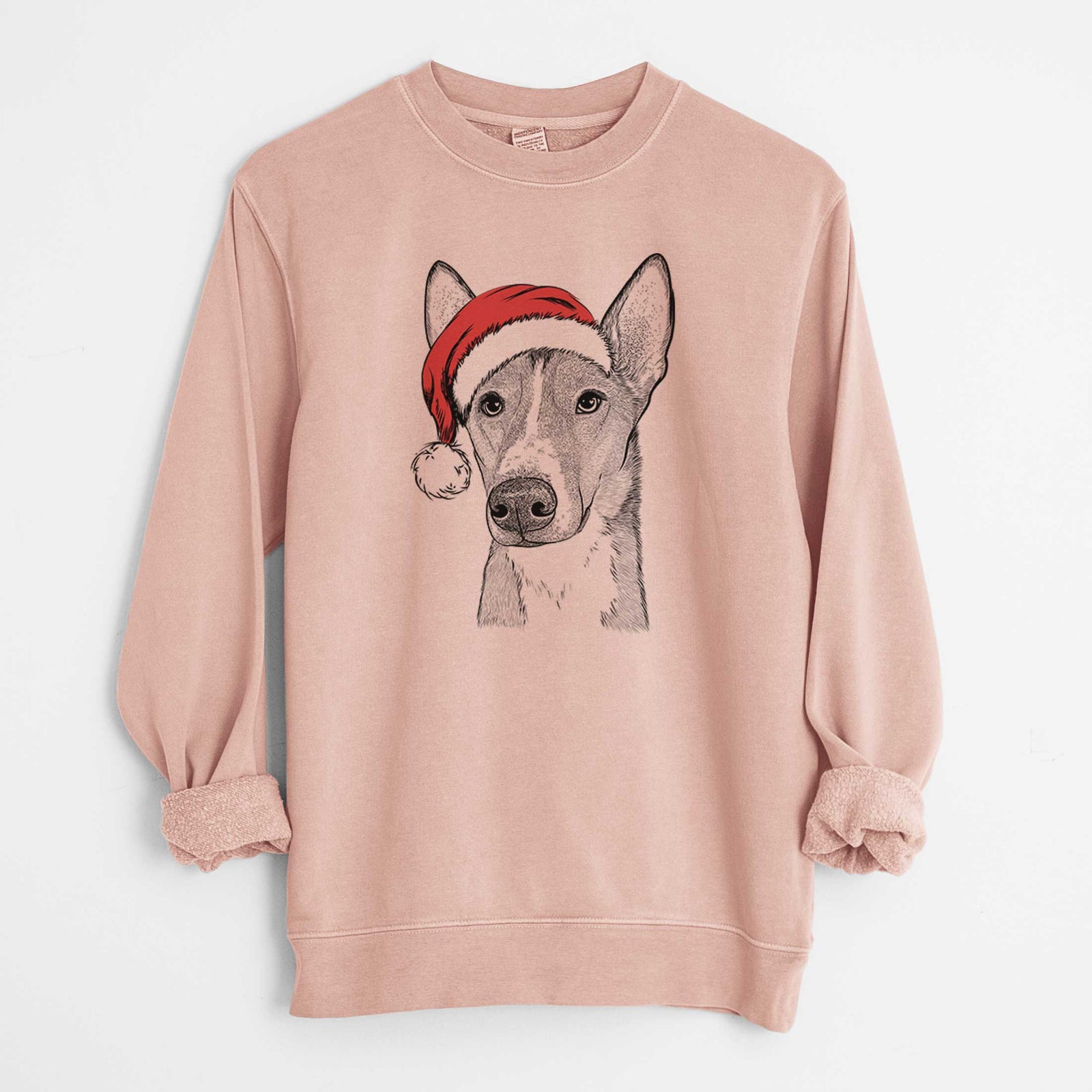 Santa Anubis the Alaskan Husky - Unisex Pigment Dyed Crew Sweatshirt