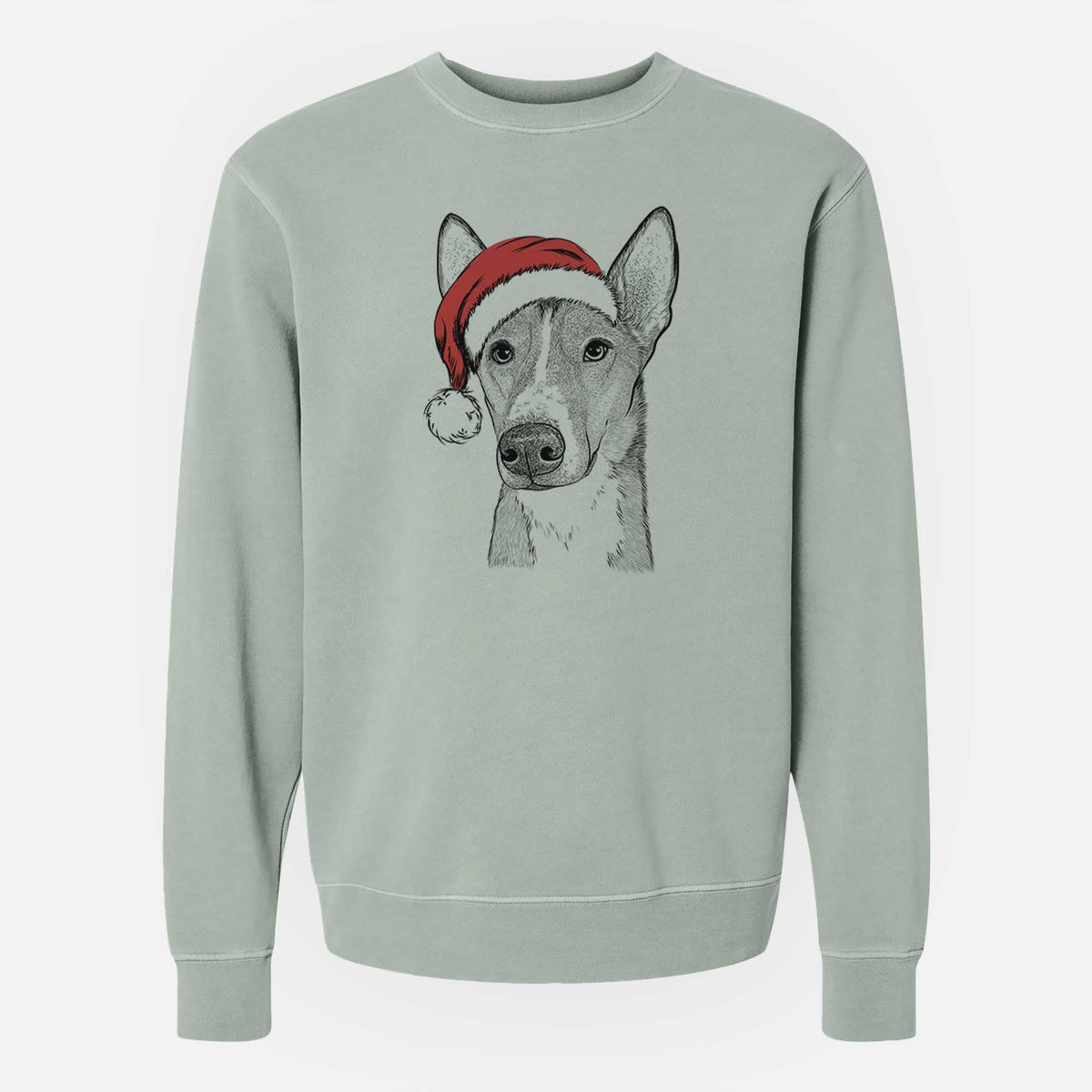 Santa Anubis the Alaskan Husky - Unisex Pigment Dyed Crew Sweatshirt
