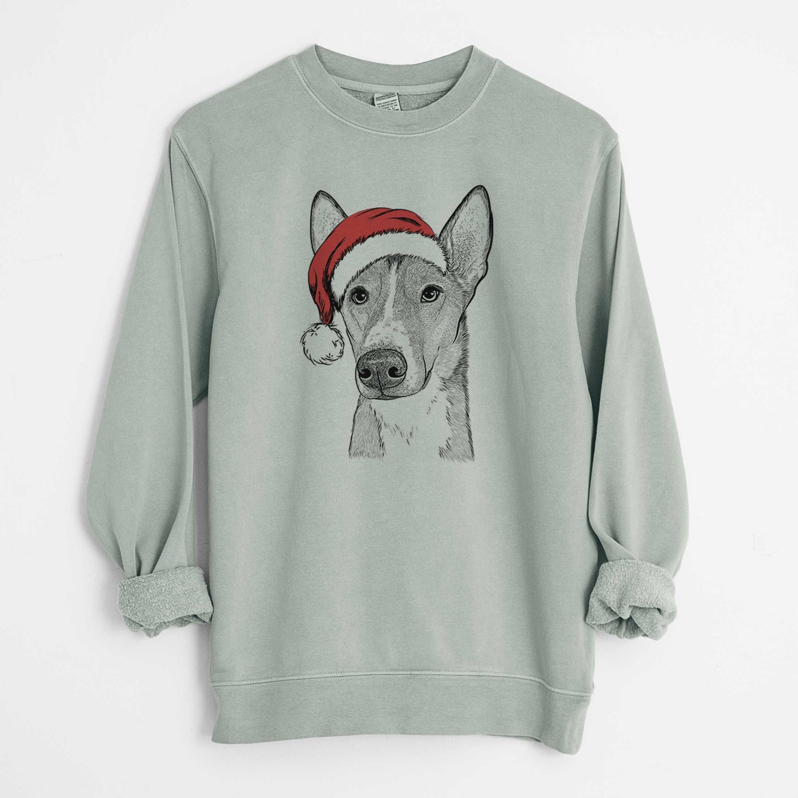 Santa Anubis the Alaskan Husky - Unisex Pigment Dyed Crew Sweatshirt