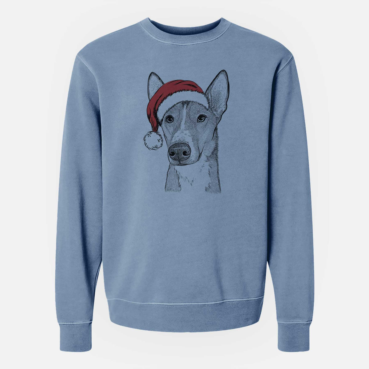 Santa Anubis the Alaskan Husky - Unisex Pigment Dyed Crew Sweatshirt