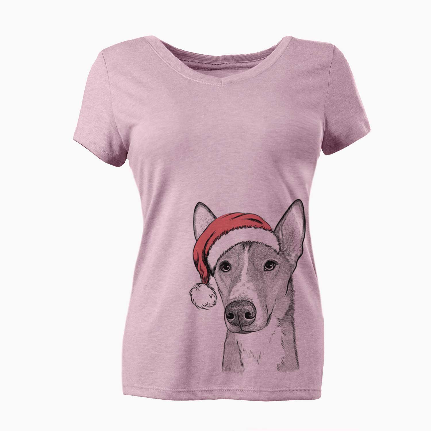 Santa Anubis the Alaskan Husky - Women's V-neck Shirt