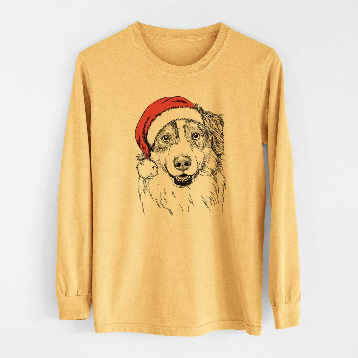 Santa Aonghus the Australian Shepherd - Heavyweight 100% Cotton Long Sleeve