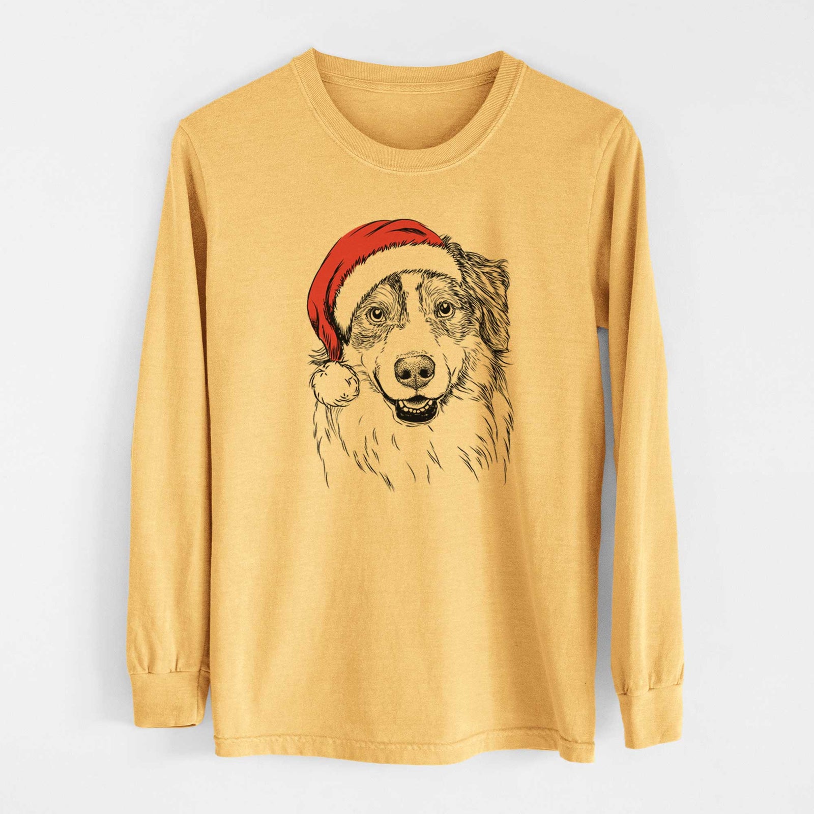 Santa Aonghus the Australian Shepherd - Heavyweight 100% Cotton Long Sleeve