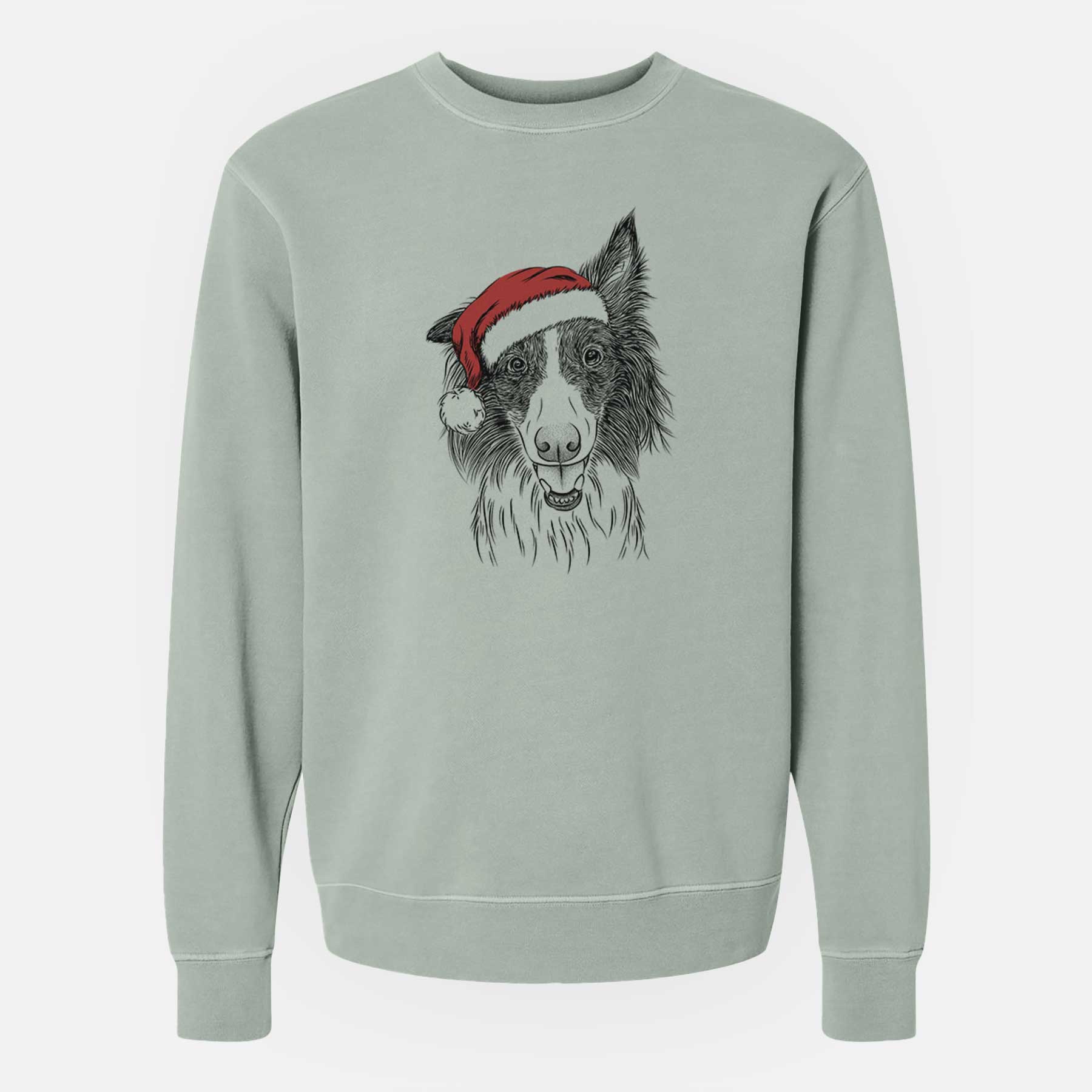 Santa Archie the Silken Windhound - Unisex Pigment Dyed Crew Sweatshirt