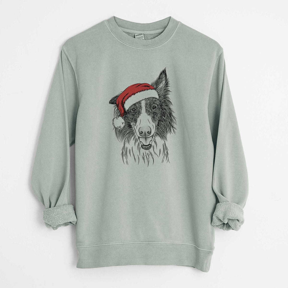 Santa Archie the Silken Windhound - Unisex Pigment Dyed Crew Sweatshirt