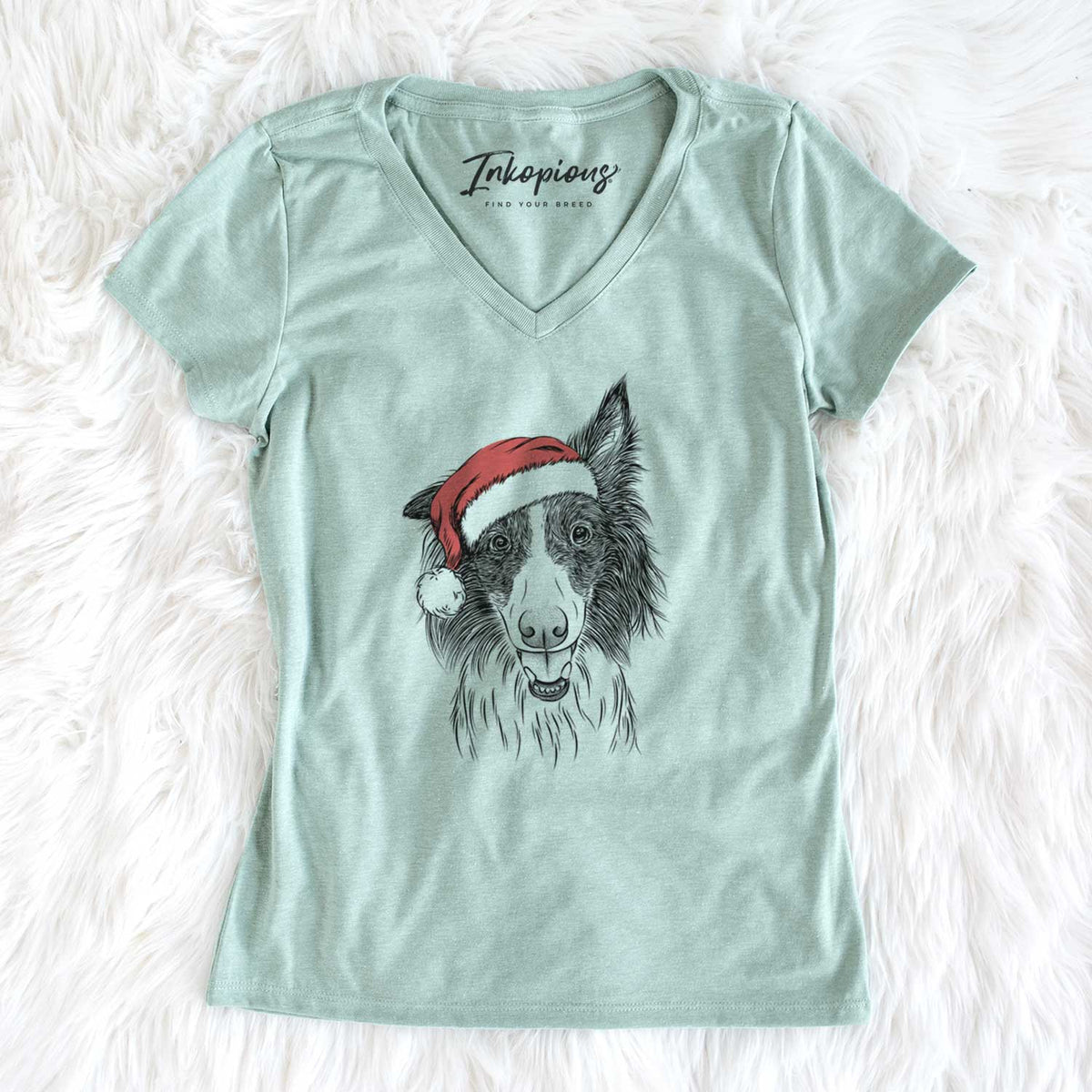 Santa Archie the Silken Windhound - Women's V-neck Shirt