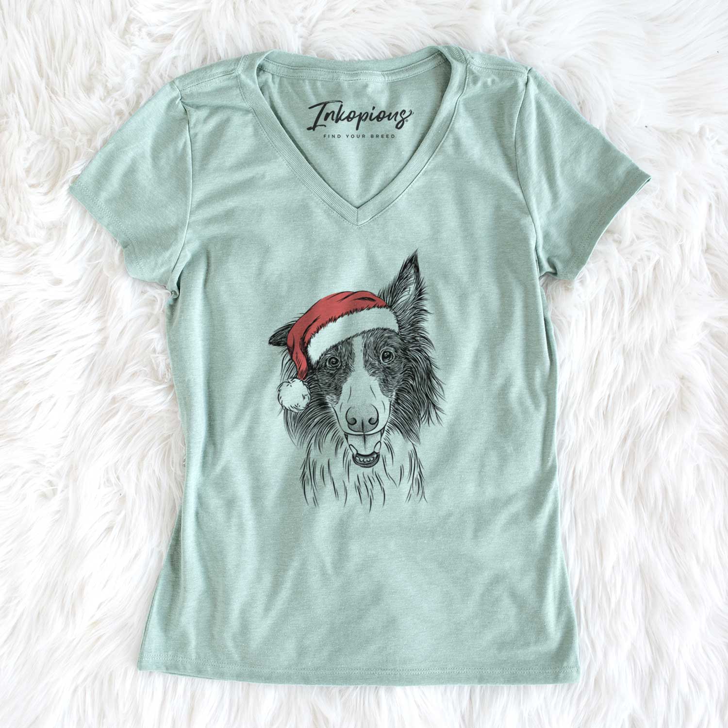 Santa Archie the Silken Windhound - Women's V-neck Shirt