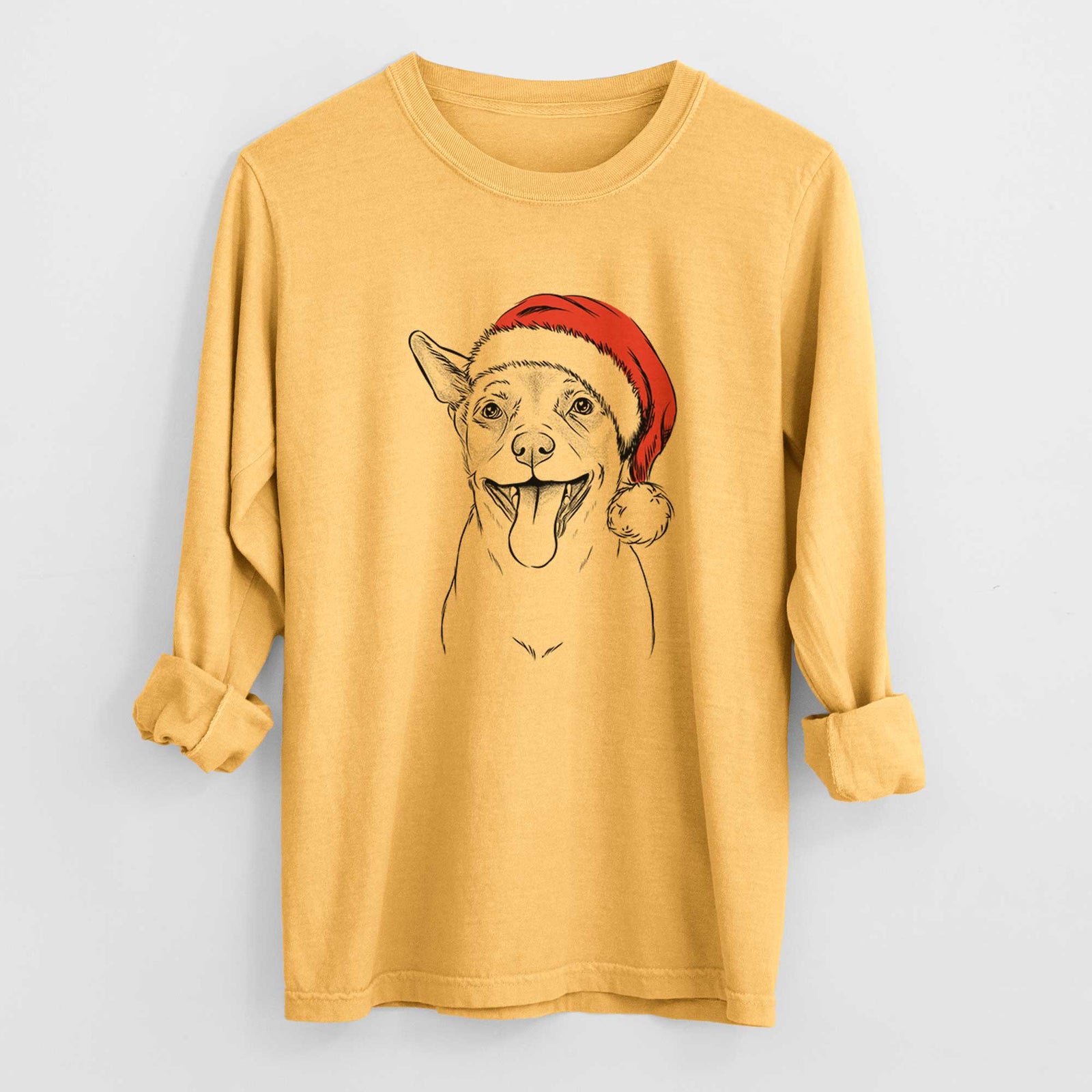Santa Archie the Chihuahua Mix - Heavyweight 100% Cotton Long Sleeve