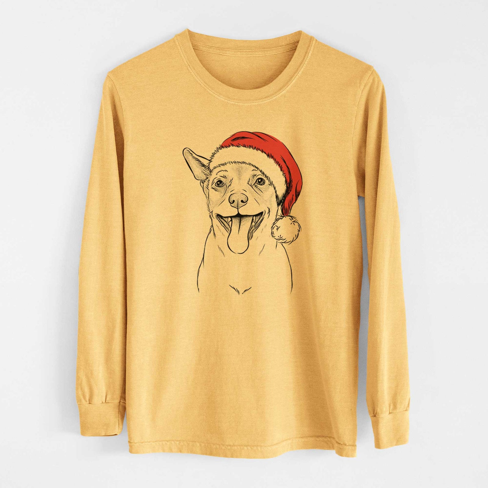 Santa Archie the Chihuahua Mix - Heavyweight 100% Cotton Long Sleeve